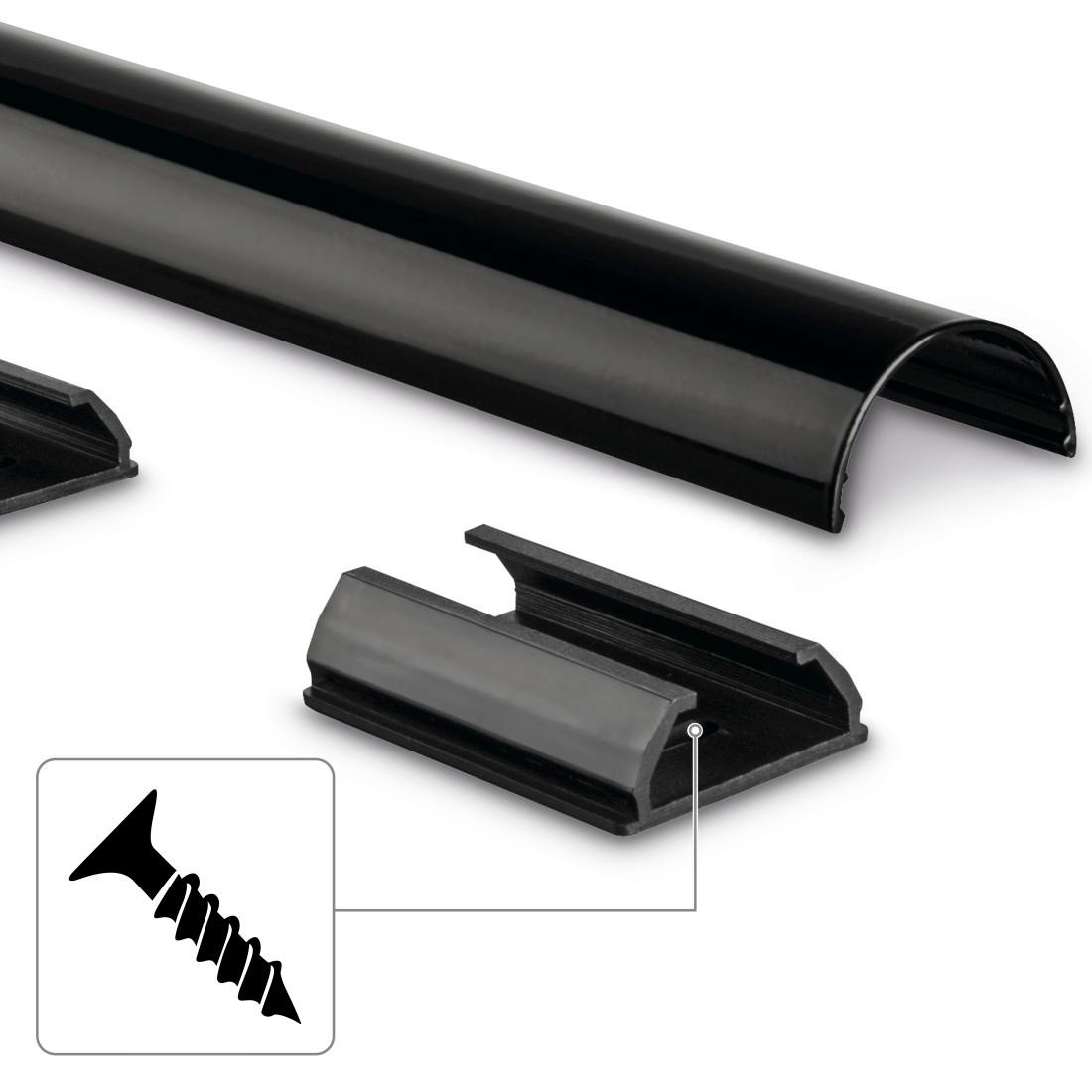 Hama Kabelkanal »Aluminium Kabelführung zum Schrauben oder Kleben für 5 Kabel, halbrund«, Kabelmanagement, 110 cm Länge