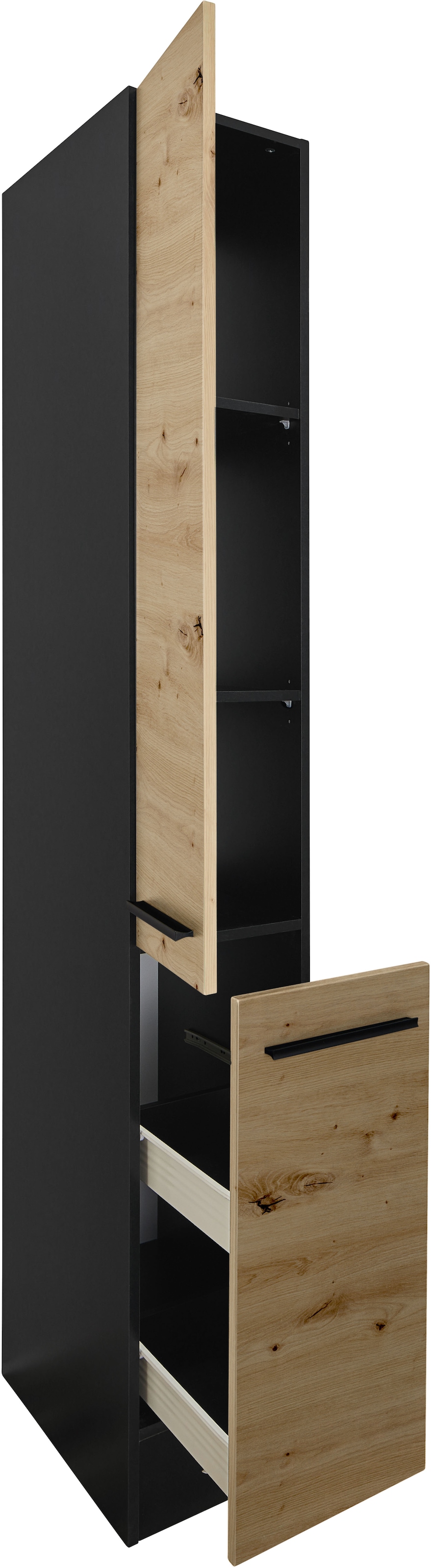 BASIC by Balculina Vorratsschrank »Jazz 30er Vorratsschrank, Küchenschrank BxHxT 30x211x57 cm«, (1 St.), Vorratsschrank mit 1 Tür, 1 Auszug und 2 Einlegeböden