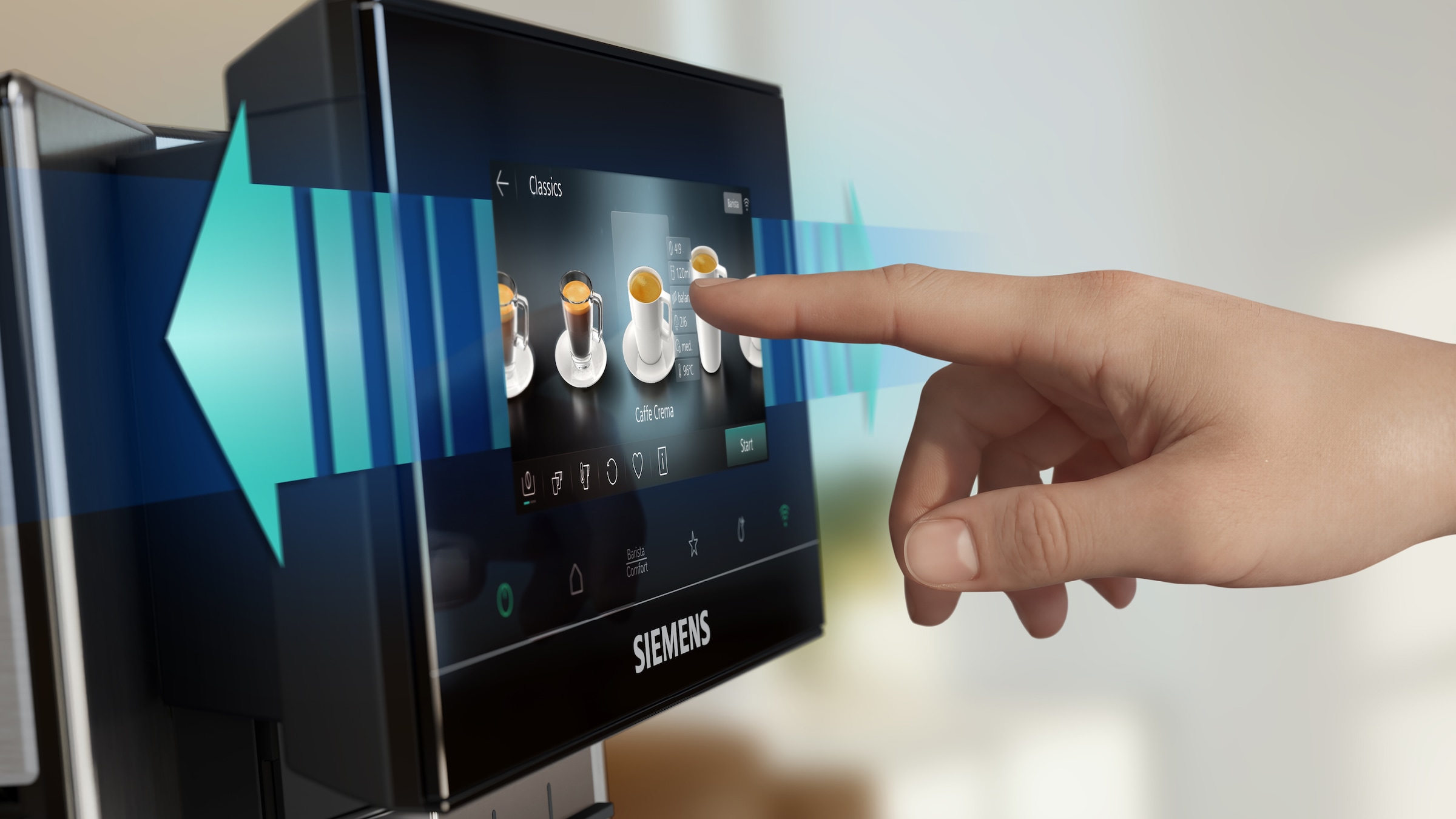 SIEMENS Kaffeevollautomat »TQ927E03« farbiges 6.8'' TFT-Display, individuelle Aromaeinstellung, Edelstahl
