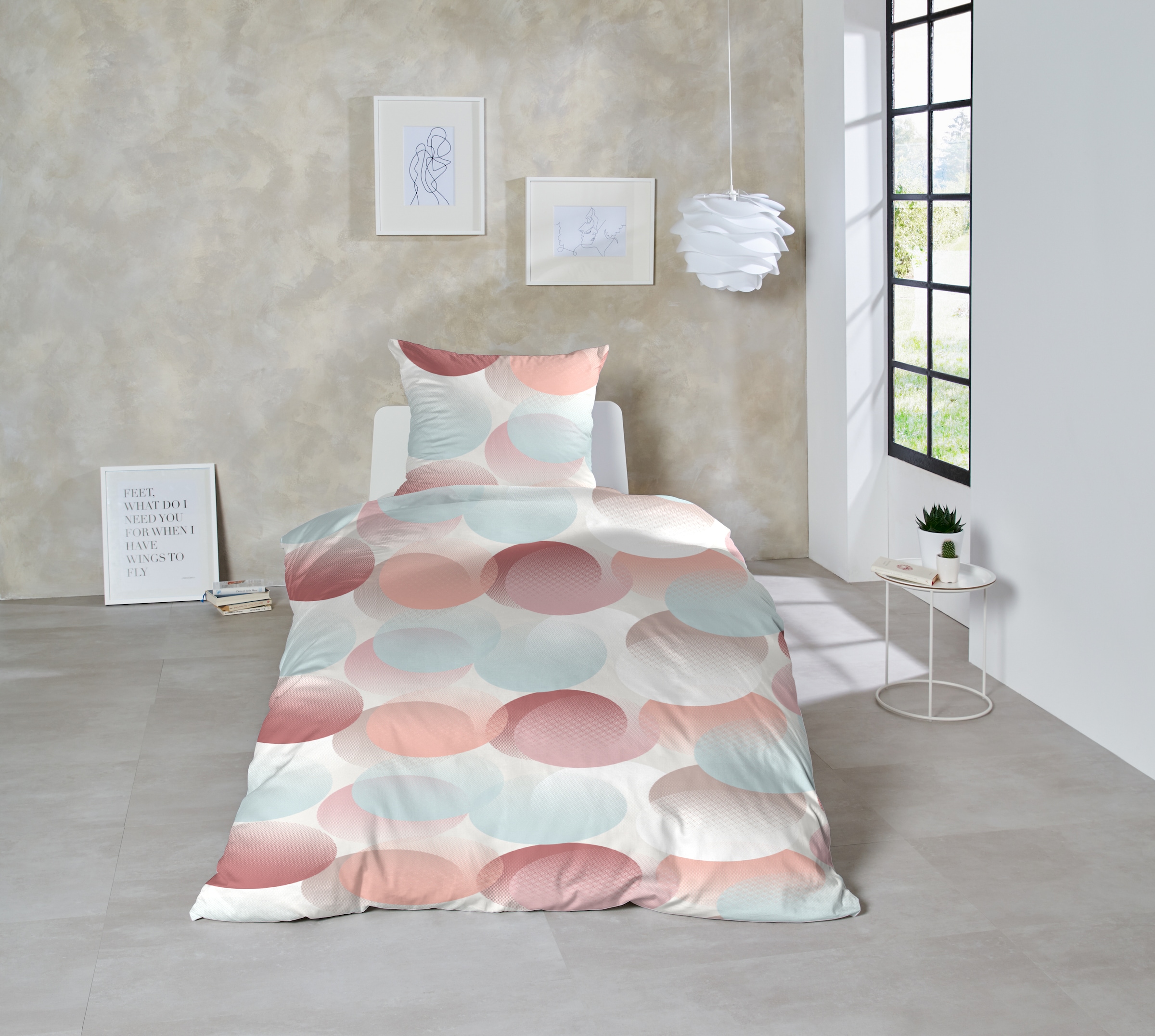 Primera Bettwäsche »Perkal-Bettwäsche Zeitreise« 2 Stk. tlg. mit Kreisen