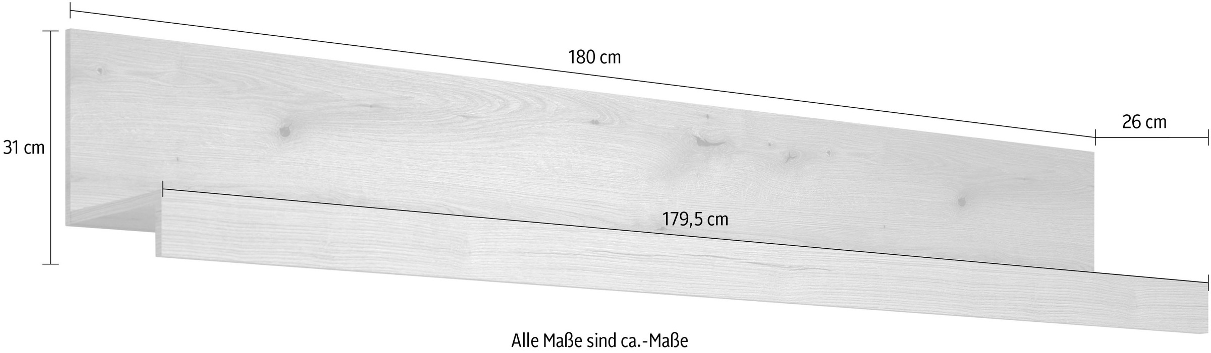 Home affaire Wandregal »Ghent«, (1 St.), Ideal für Dekorationen - Aufgebaut (B/T/H): 180/26/31 cm