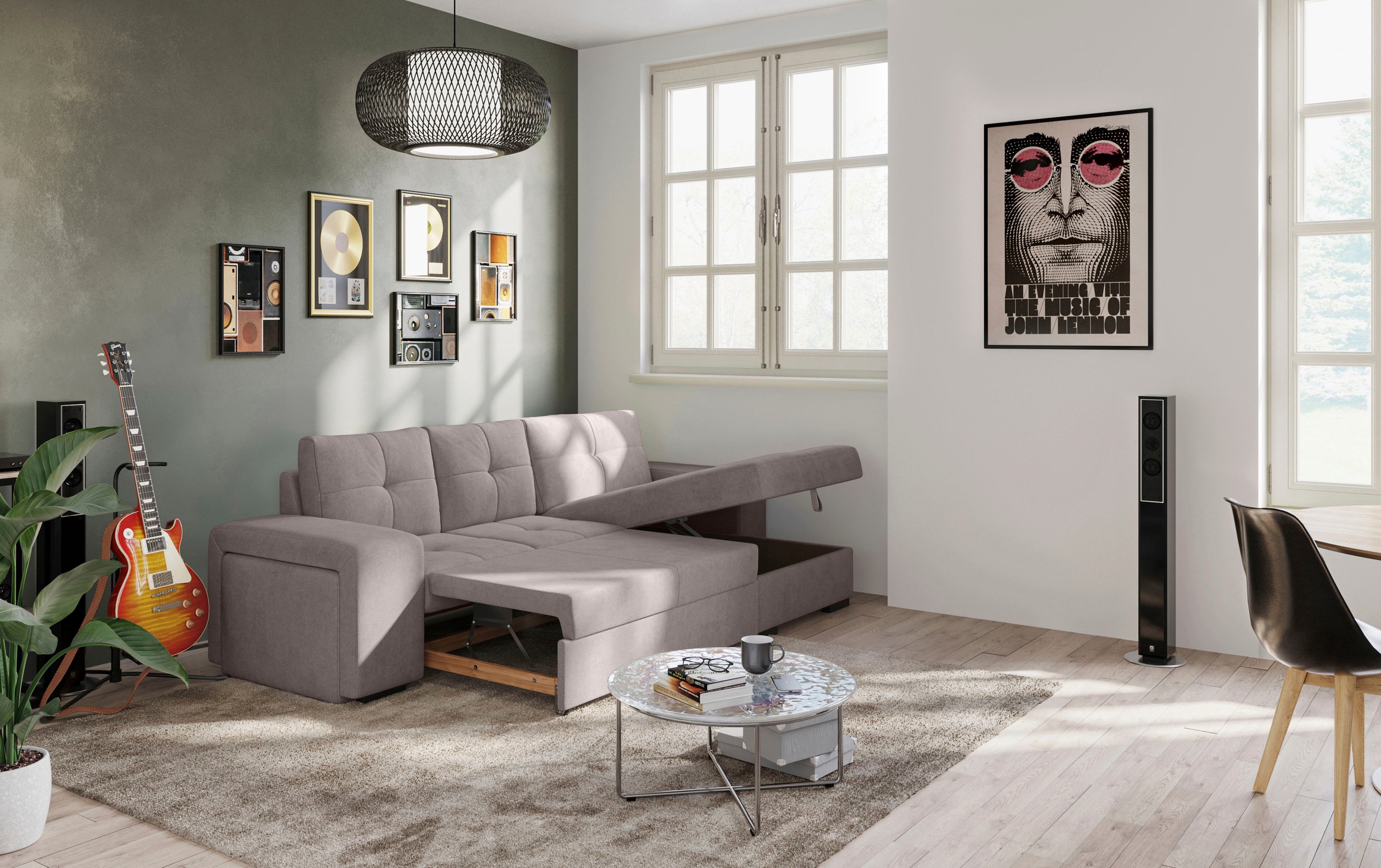 COTTA Ecksofa »Mattina L-Form«, mit Hocker, wahlweise mit Bettfunktion & Bettkasten