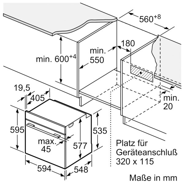 BOSCH Backofen mit Mikrowelle »HNG6764B6«, 8, HNG6764B6, mit 1-fach-Teleskopauszug, Pyrolyse-Selbstreinigung