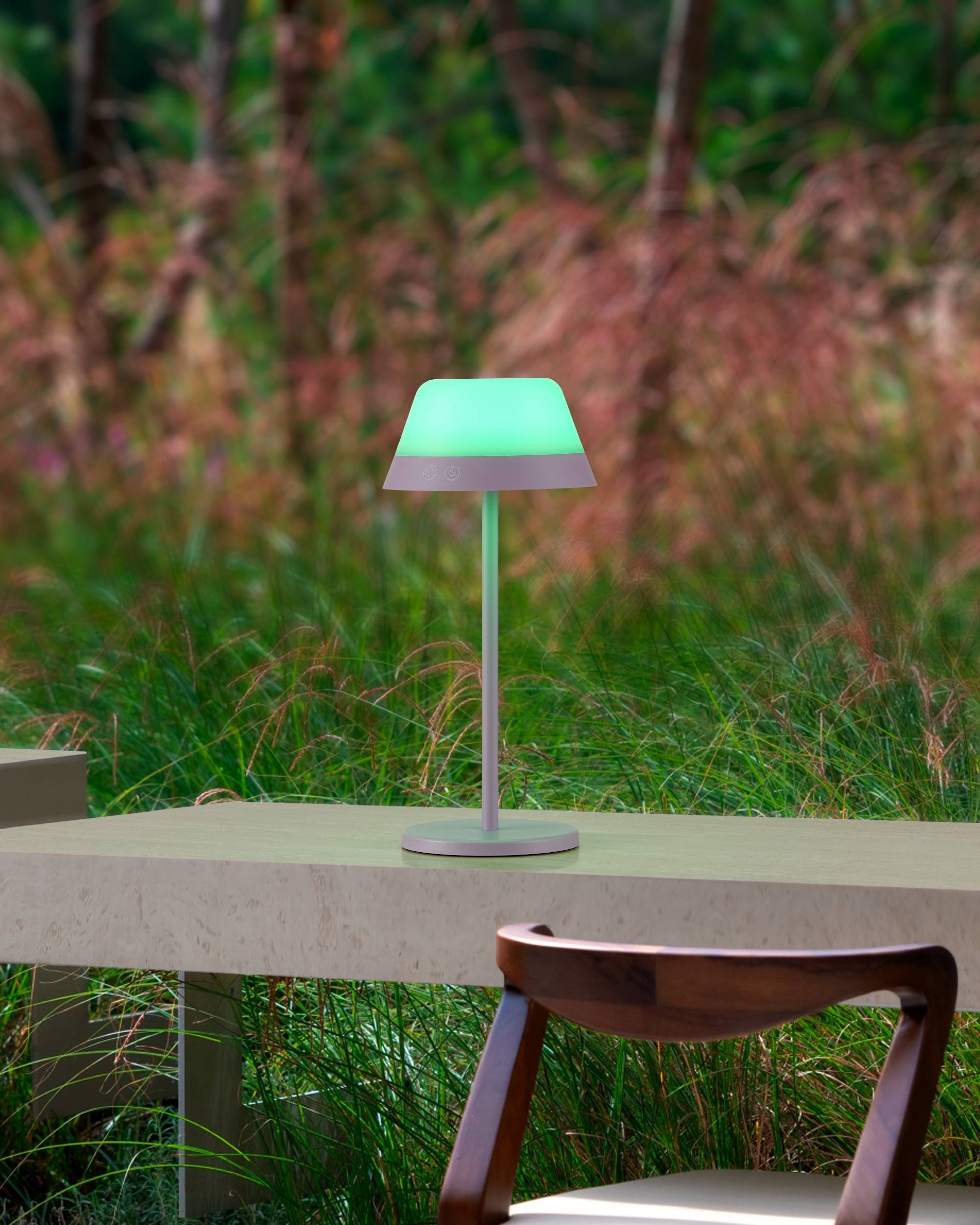 EGLO Tischleuchte »Meggiano Tischlampe, kabellos, aufhängbarer Lampenschirm, IP54, Lampe« LED-Modul 1 Stk. RGB | Warmweiß Tischleuchte - H32 x Ø15 cm - lila - 1X1,5W;1X0,8W inkl.