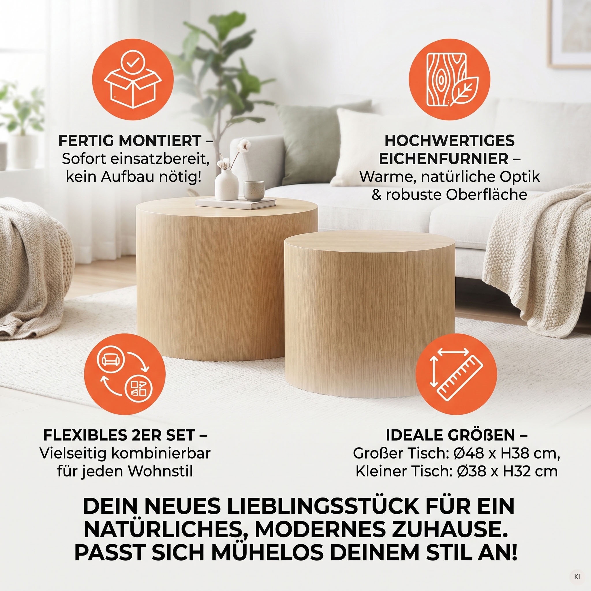 SalesFever Couchtisch »Coffeetable im 2er-Set: Stilvoller Mittelpunkt« 2 Stk. tlg. mit Holzfurnier