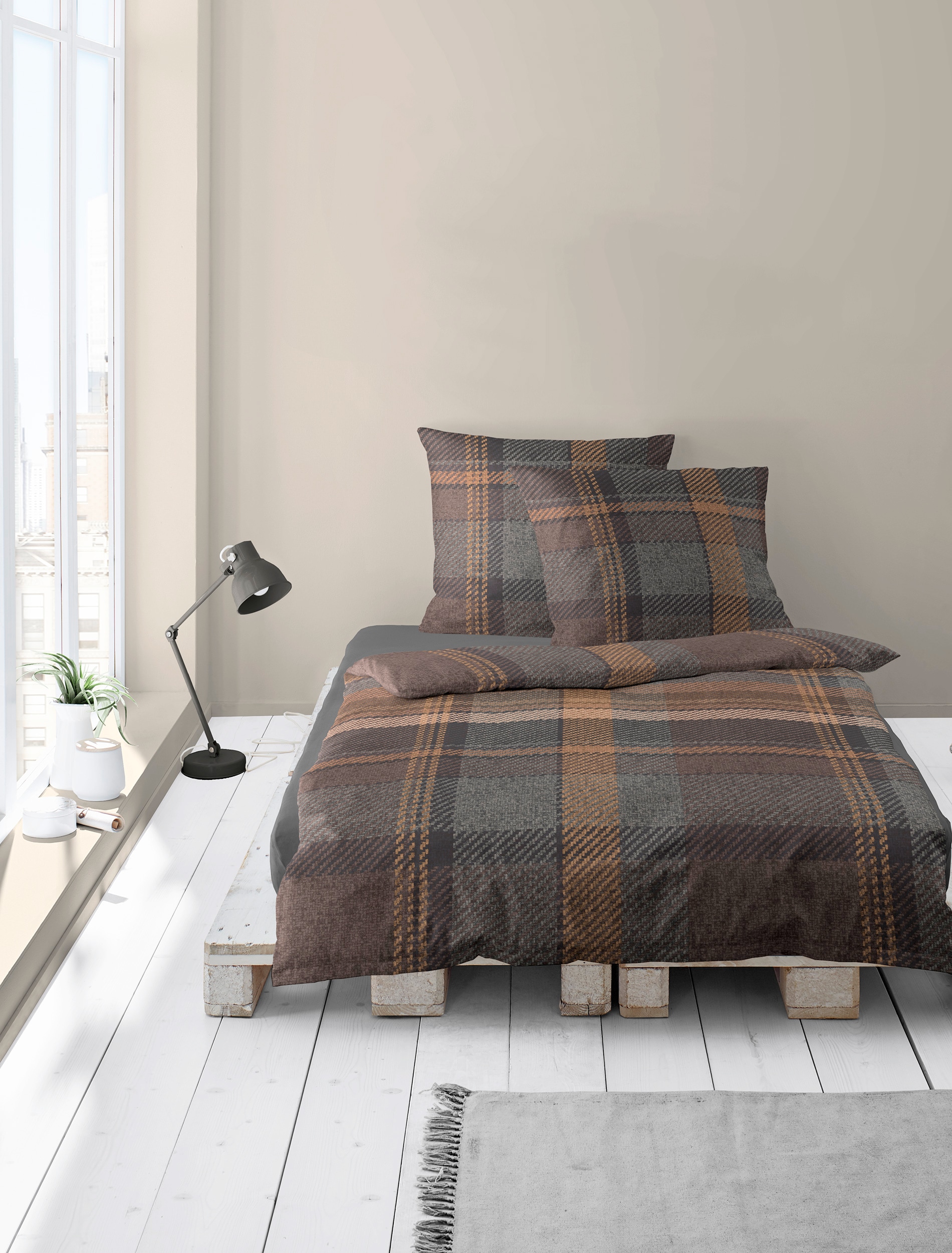 BIERBAUM Bettwäsche »4046« 2 Stk. tlg. in Renforcé und Biber aus 100% Baumwolle, kuschelig weich