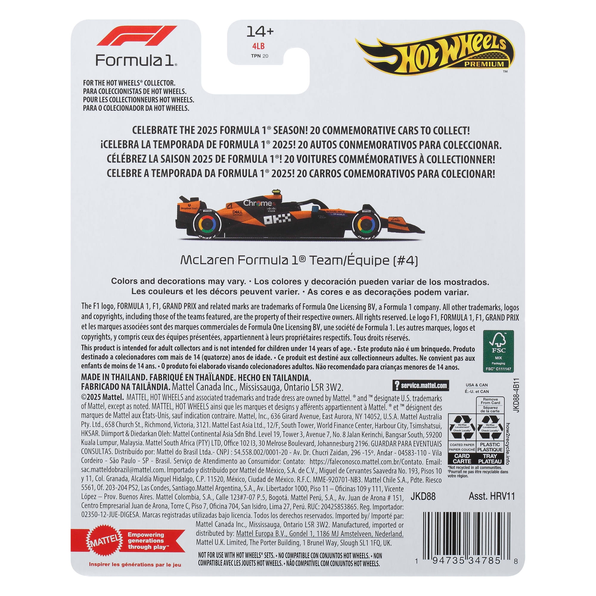 Hot Wheels Spielzeug-Auto »Hot Wheels Premium F1 - Team MC Laren Driver 2«