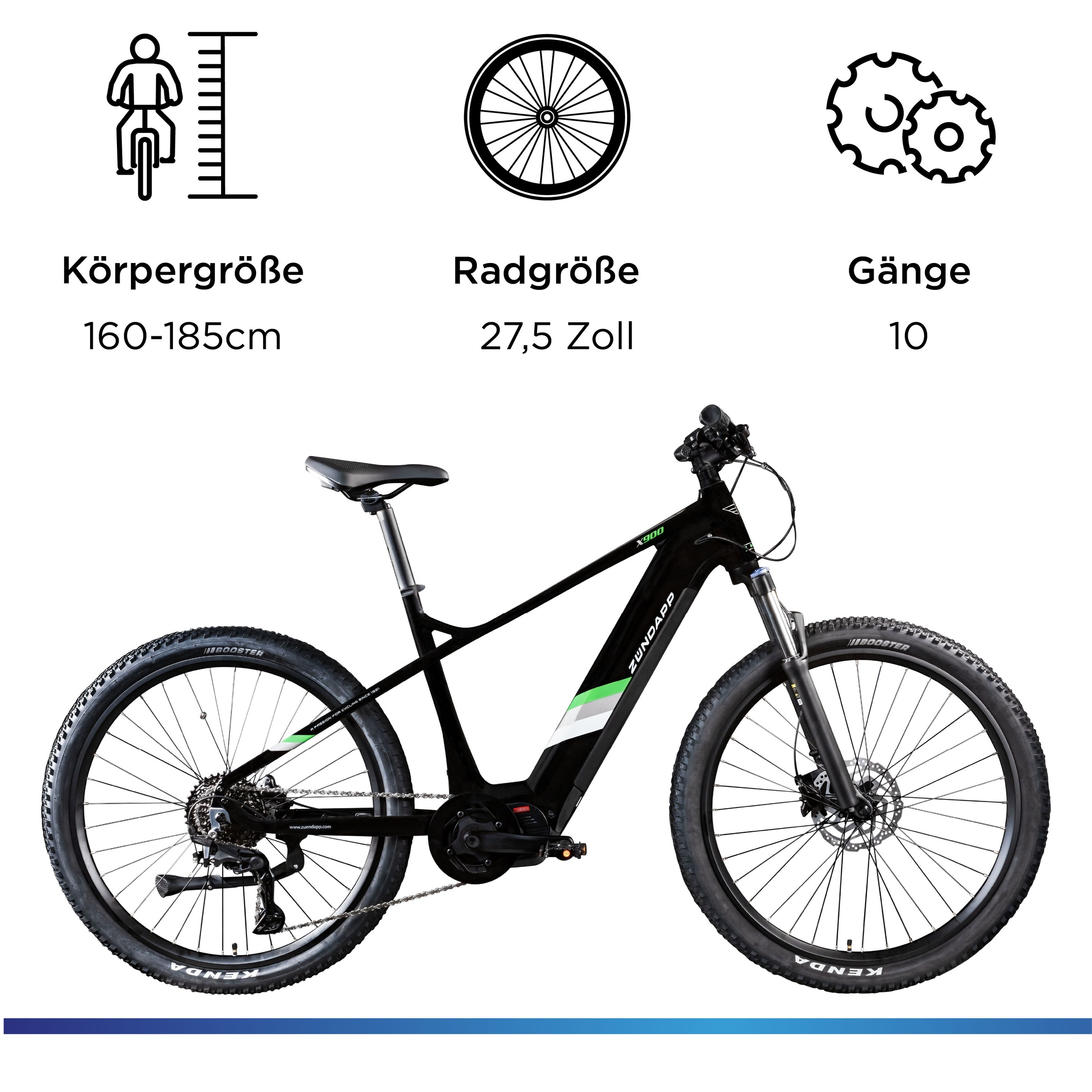 Zündapp »X900« 10 Gang Shimano Cues U6020 SGS Schaltwerk Kettenschaltung Mittelmotor 250 W Pedelec, Elektrofahrrad für Damen und Herren, MTB