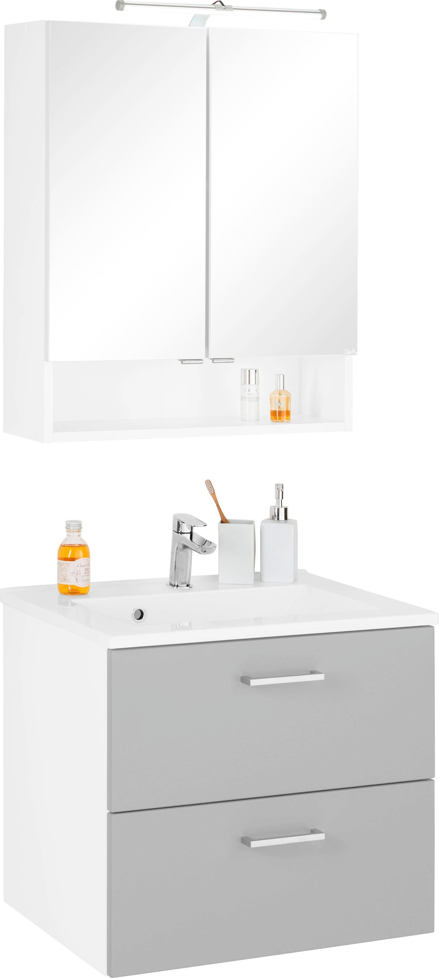 welltime Badmöbel-Set »Ribera«, (2 St.), Spiegelschrank Breite 60 cm, Wasch günstig online kaufen