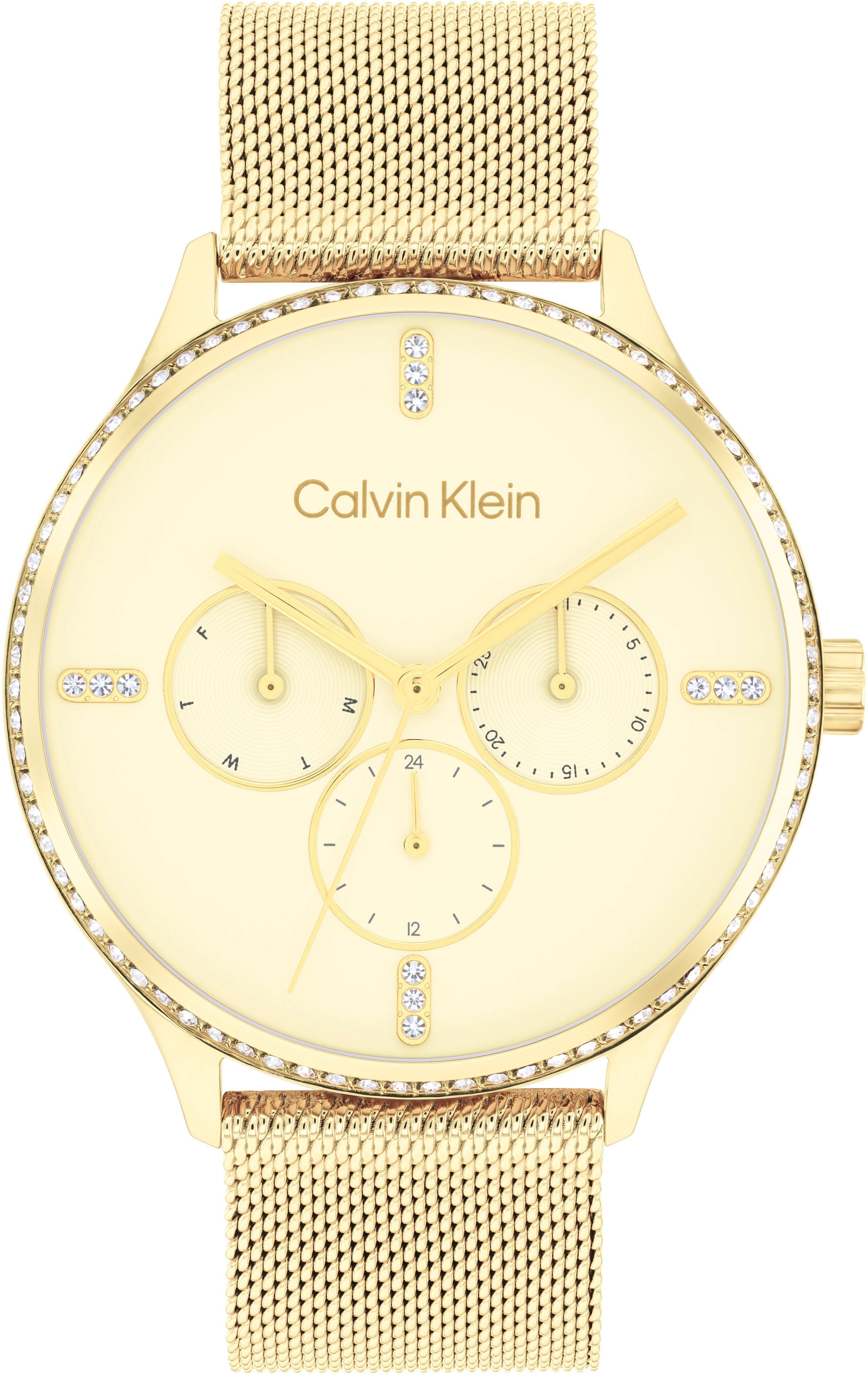Calvin Klein Multifunktionsuhr »25200372«, Quarzuhr, Armbanduhr, Damen, Datum, Glaskristalle, 12/24-Std.-Anzeige