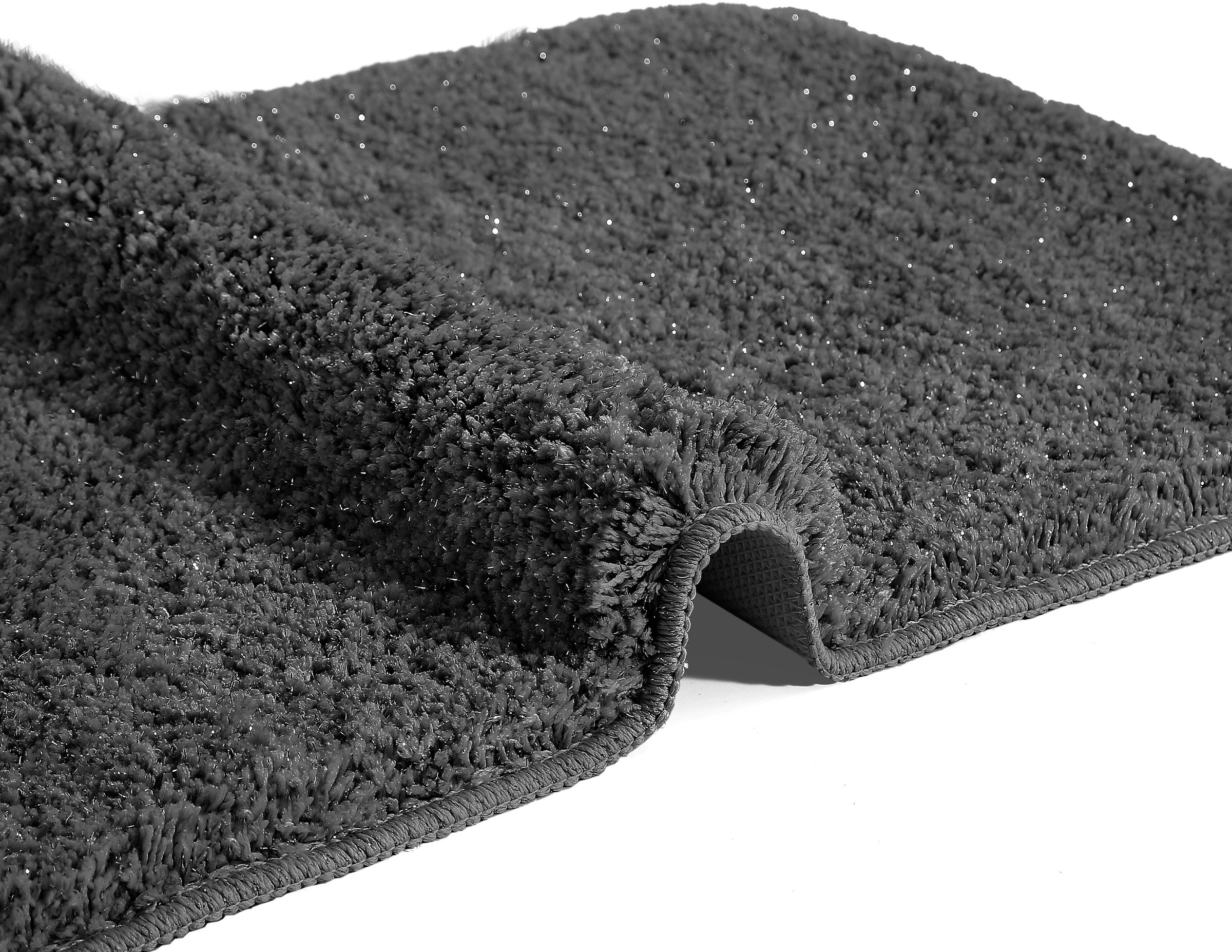 my home Badematte »Glitzer«, rutschhemmend beschichtet, fußbodenheizungsgeeignet-schnell trocknend-strapazierfähig, Badteppich, Akzente durch Glitzer-Garn