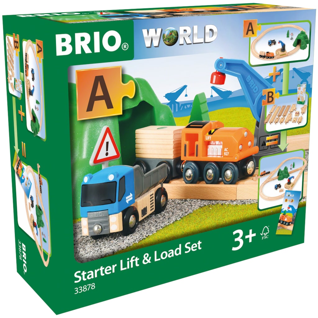 BRIO® Spielzeug-Eisenbahn »BRIO® WORLD, Starterset Güterzug mit Kran«, (Set)