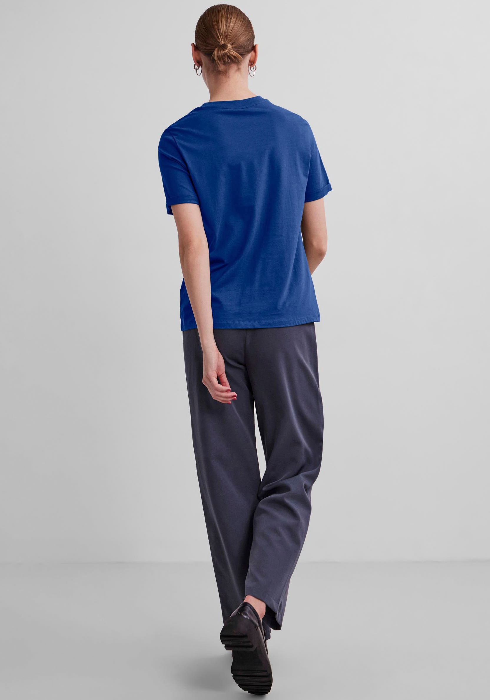 pieces Rundhalsshirt »PCRIA SS FOLD UP SOLID TEE NOOS BC«
