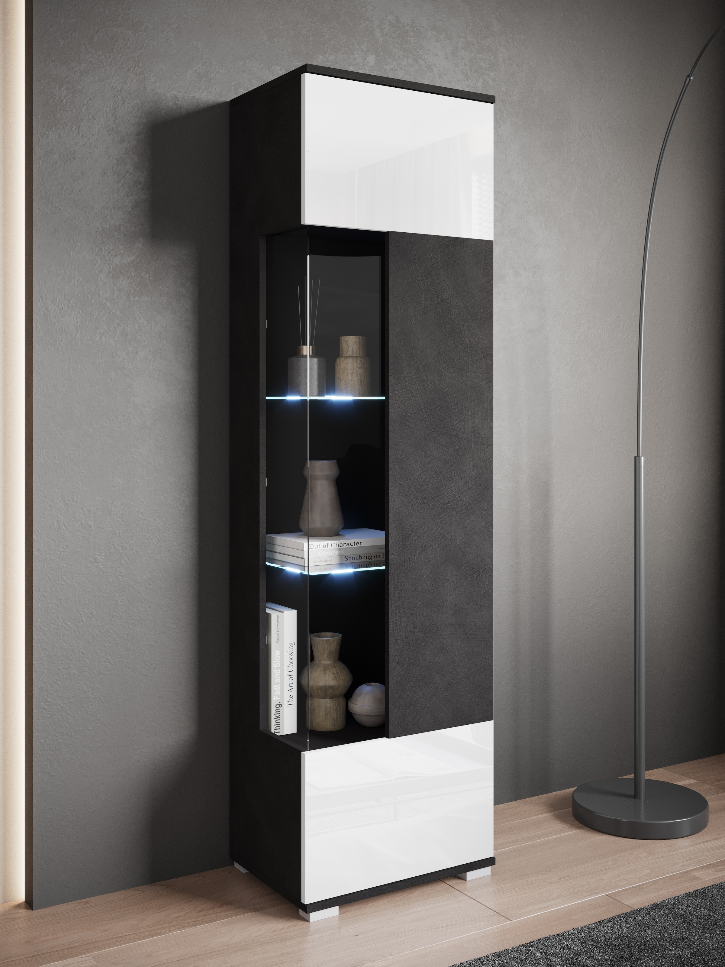 INOSIGN Vitrine »Kenia, stehend und hängend, Türanschlag wechselbar«, (1 St.), Vitrineschrank mit Glastüren 160 cm Höhe