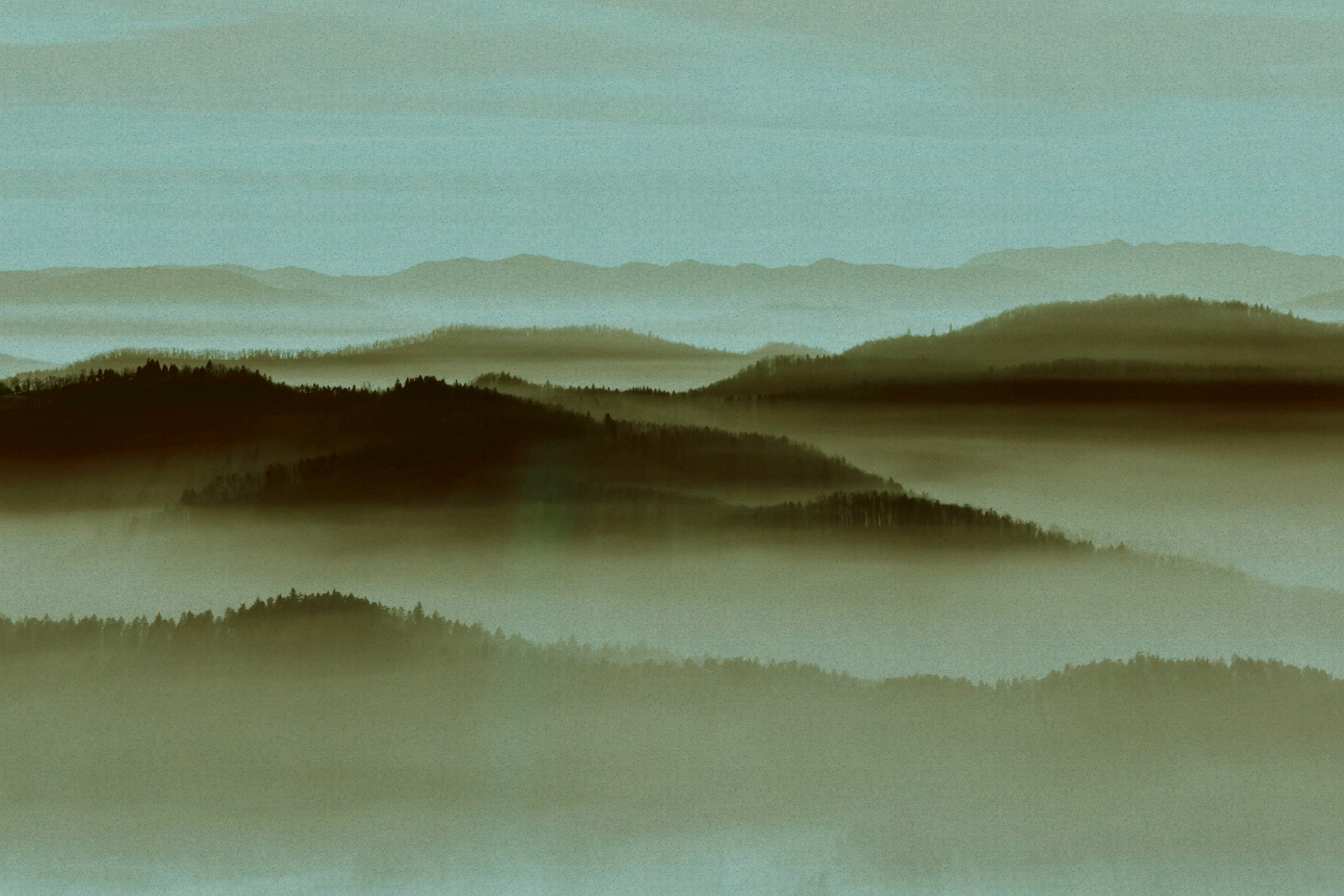 A.S. Création Leinwandbild »horizon«, Kunst-Landschaft-Kinder, (1 St.), Keilrahmen Landschaft Berge Gebirge Nebel Leinwand-Bild Wohnzimmer