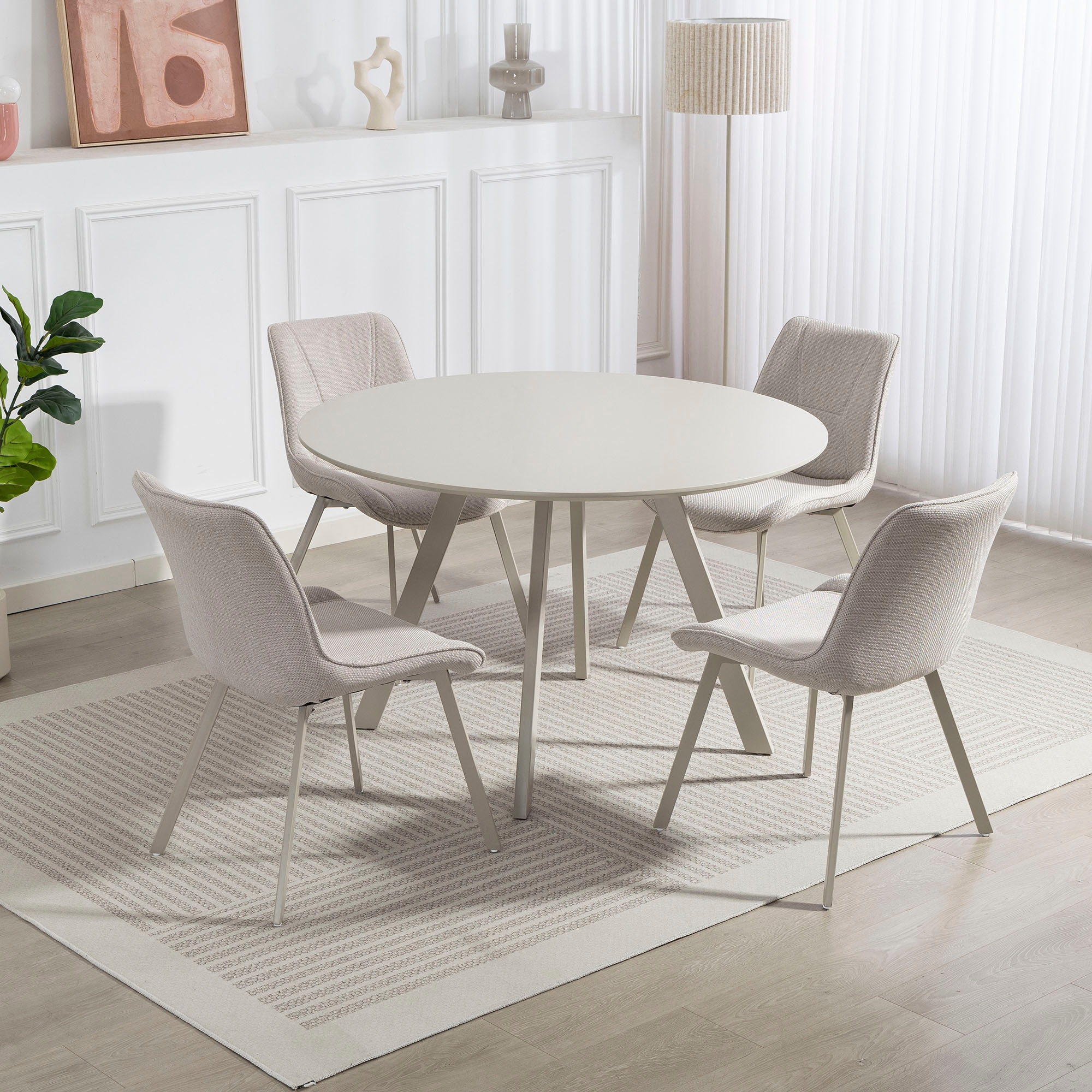 Duo Collection Essgruppe »Pina und Mila« Set, 5 Stk. tlg. Ø 120 cm, massives Metallgestell, Trendfarbe Kaschmir