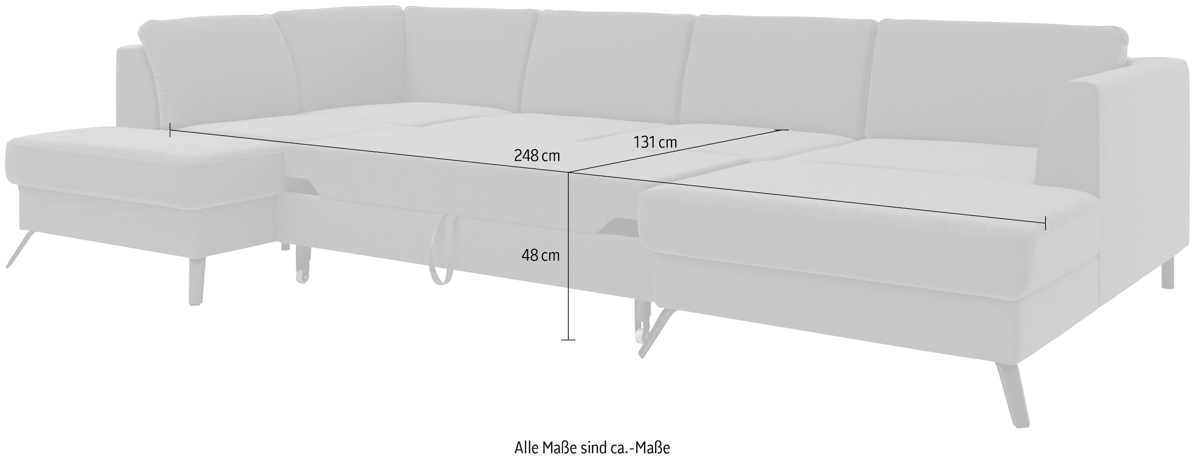 sit&more Wohnlandschaft »Olsen U-Form«, inklusive Sitztiefenverstellung, wahlweise mit Bettfunktion, 15cm hoch