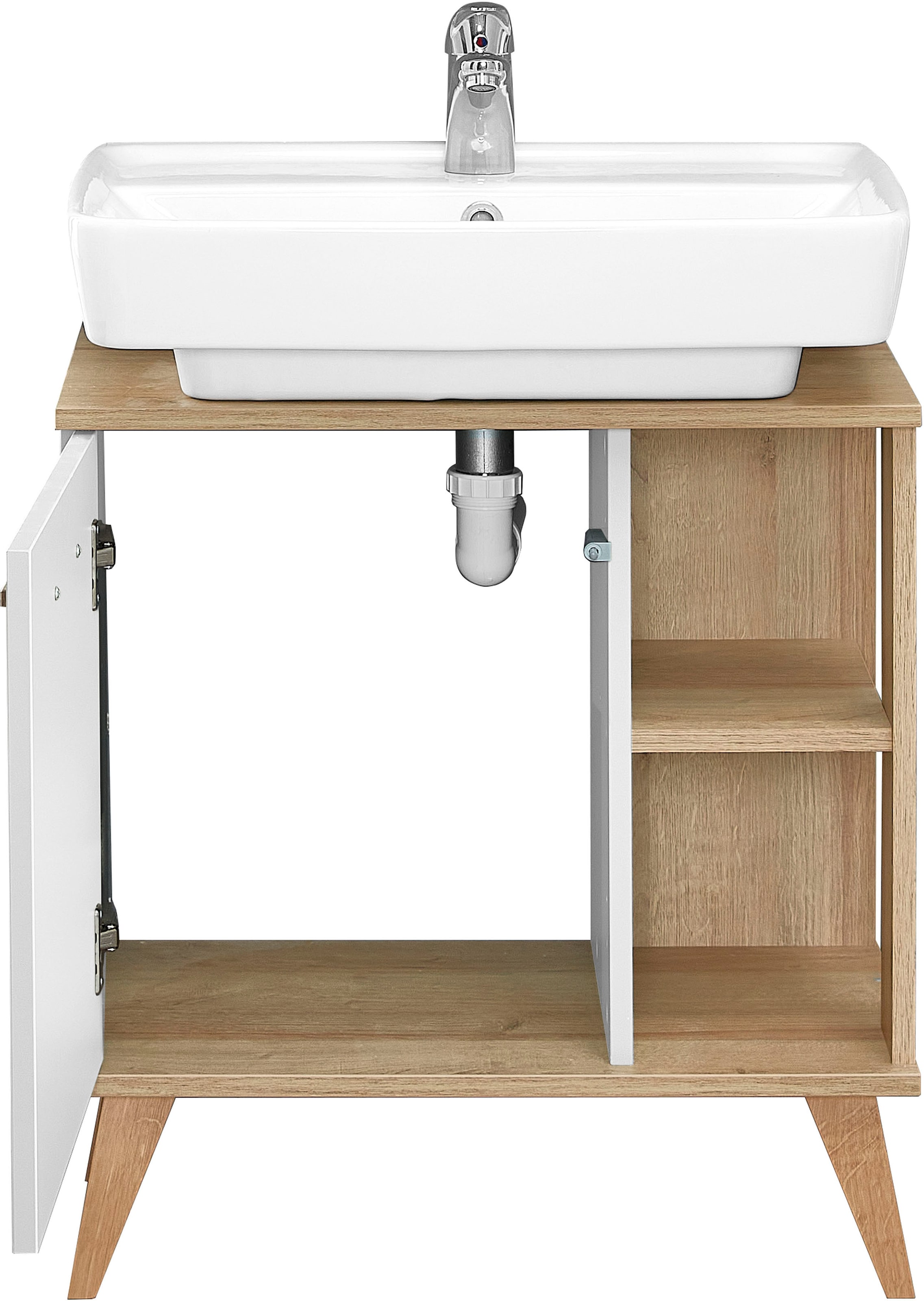 Saphir Badmöbel-Set »Quickset 4-teilig, Waschbeckenunterschrank mit LED-Spiegelschrank«, (4 St.), Unterschrank, Hängeschrank, inkl. Türdämpfer, 5 Türen, 1 Schublade