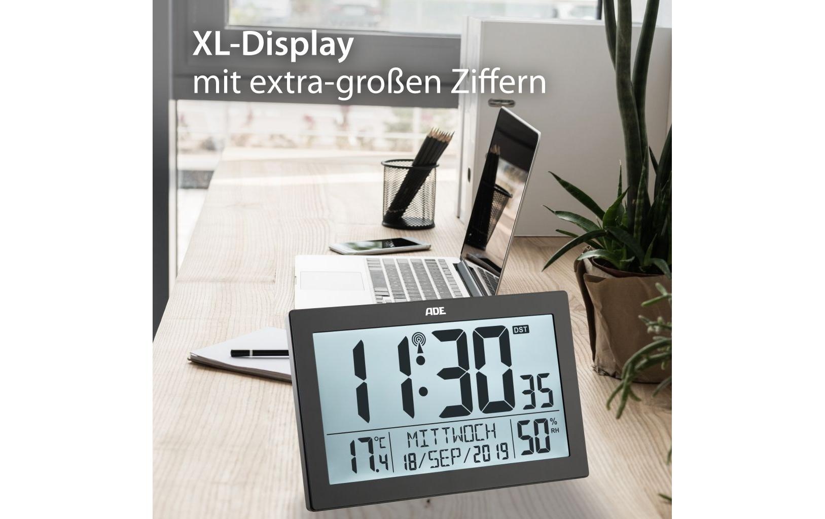 ADE Funkwanduhr »XL, Schwarz«