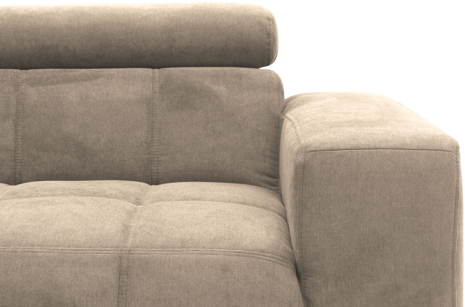 DOMO collection Ecksofa »Trento L-Form, mit Kufenfuß oder Einzelfuß«, wahlweise mit Kopfteilverstellung, Recamiere links/rechts bestellbar