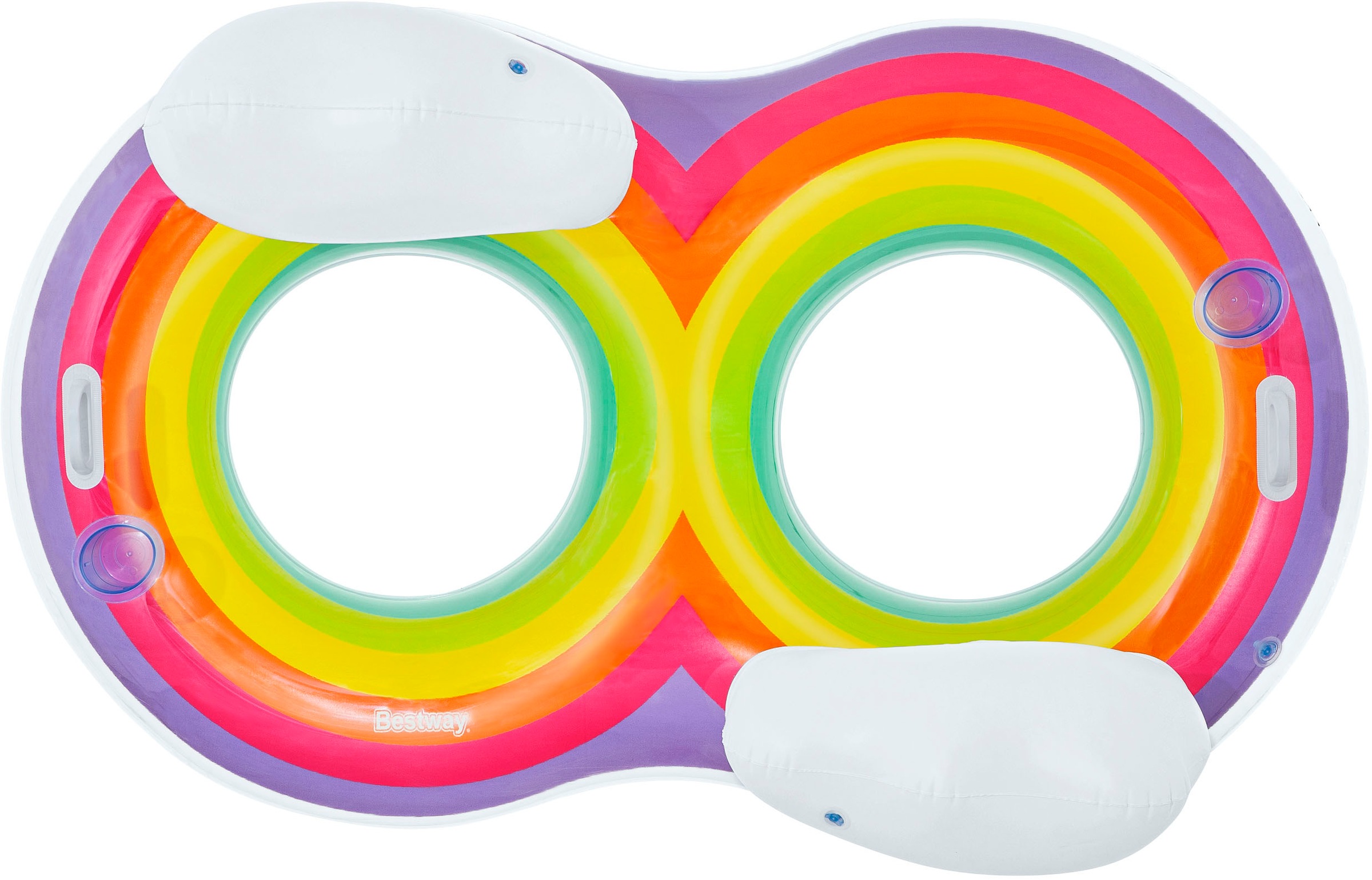 Bestway Schwimmring »Rainbow Dreams™«, für 2 Personen, max. 180 kg, Kopfstütze, Haltegriffe, Getränkehalter