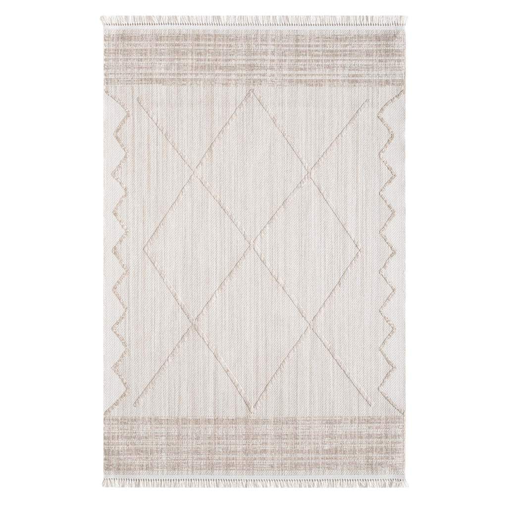 Carpet City Teppich »CLASICO 8931«, rechteckig, 11 mm Höhe, Läufer, Kurzflor, Hochtief-Muster, Boho, Fransen, Wohnzimmer