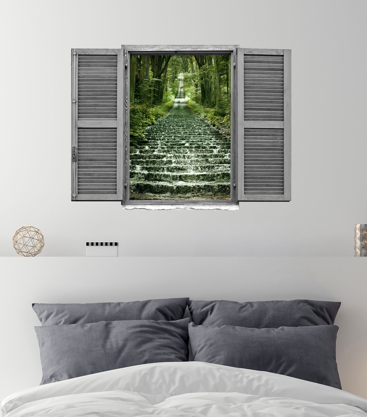 queence Wandtattoo »Waldweg II«, (1 St.), Wandsticker, Wandbild, selbstklebend, 3D, Fenster