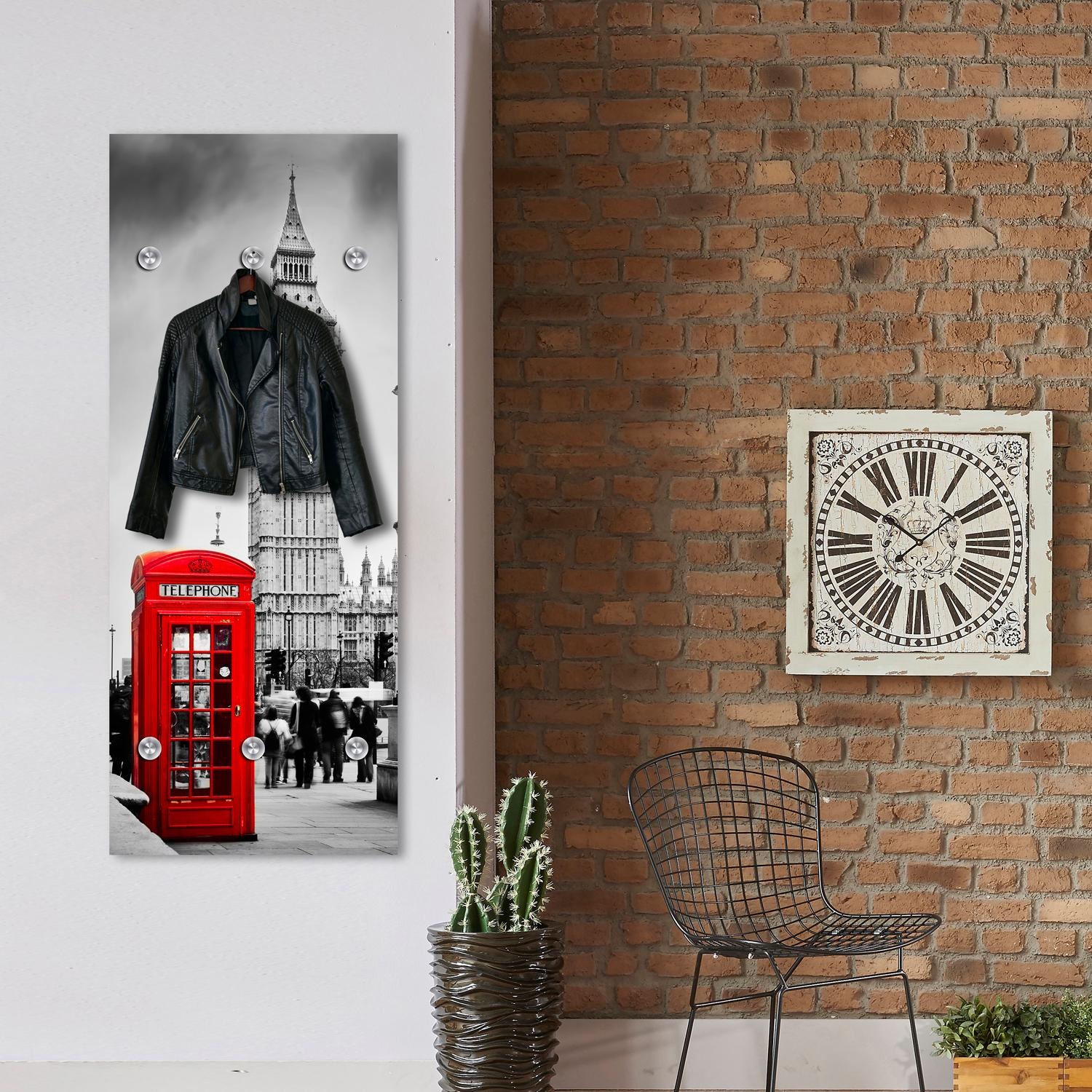 queence Garderobenleiste »London«, mit 6 Haken, 50 x 120 cm