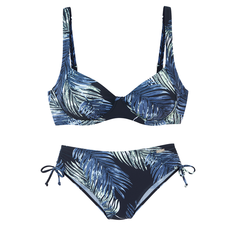 LASCANA Bügel-Bikini mit plakativem Blätter-Print marine-bedruckt 36 - Cup B Cup B 36 Mit plakativem Blätter-Print