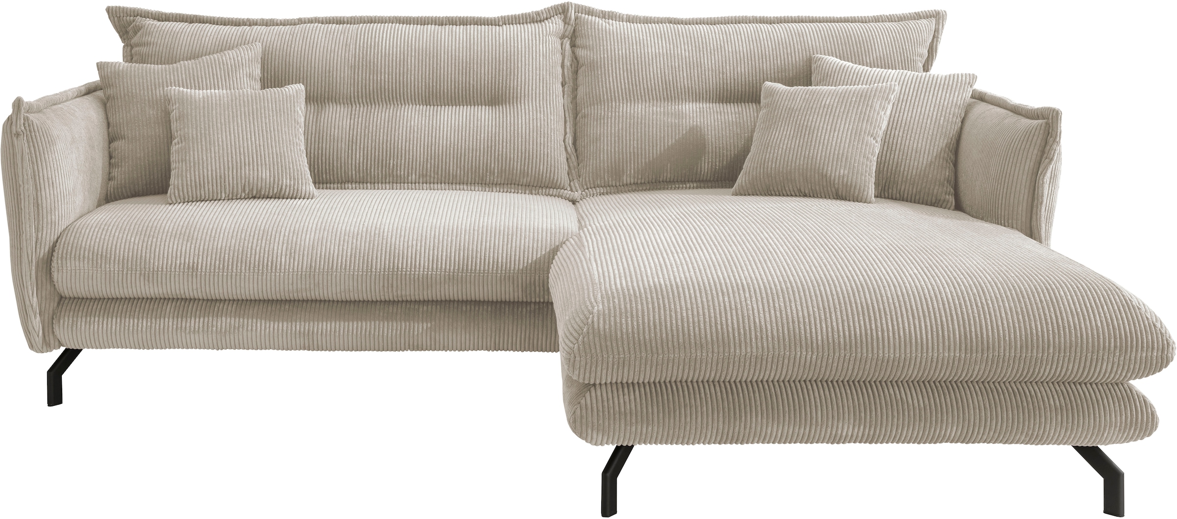 Home affaire Ecksofa »LAVA Breite 255 cm, modern und elegant, aktuelle Kissenoptik, L-Form« Armlehnen verstellbar