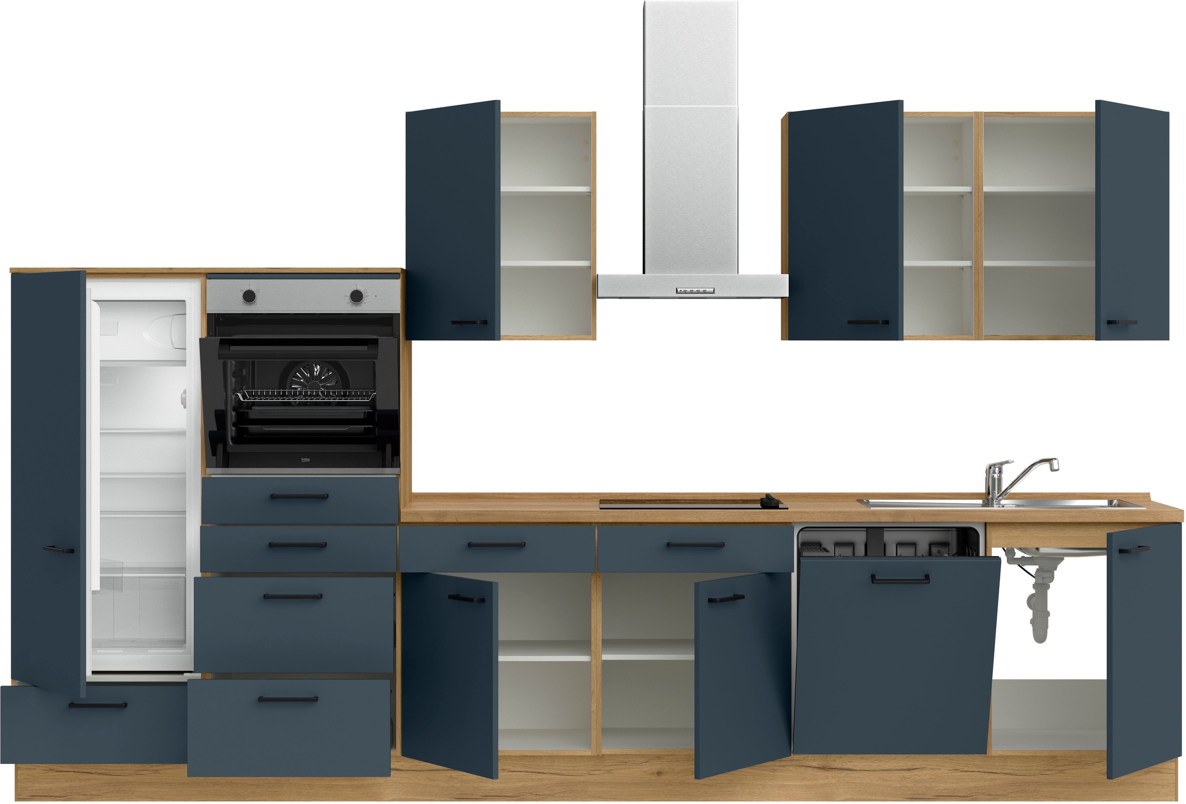 nobilia® Küchenzeile »"Easytouch I"«, vormontiert, Ausrichtung wählbar, Breite 360 cm, wahlw. mit E-Geräten