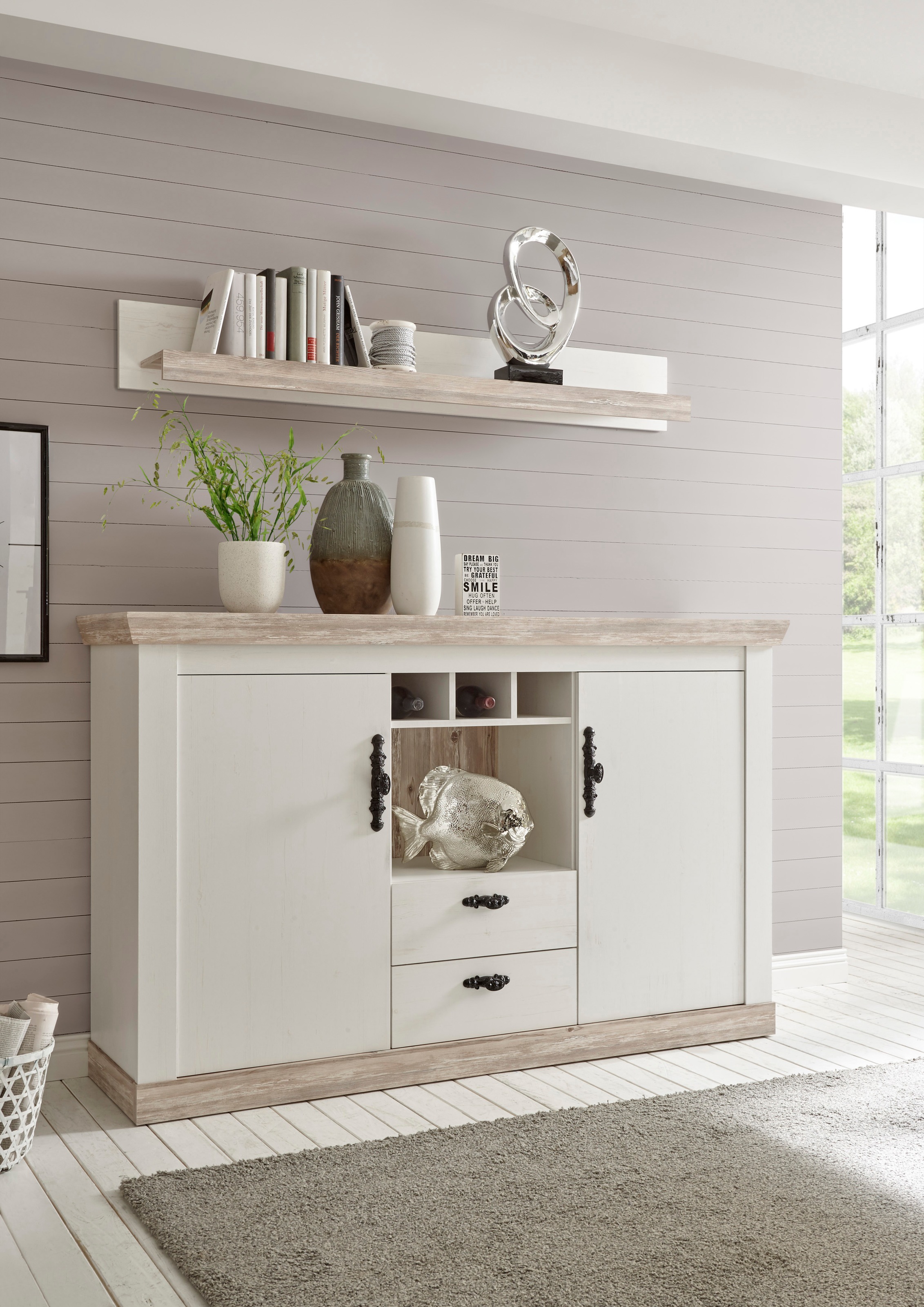 Home affaire Sideboard "Florenz", im romantischen Landhaus-Look, Breite 168 günstig online kaufen