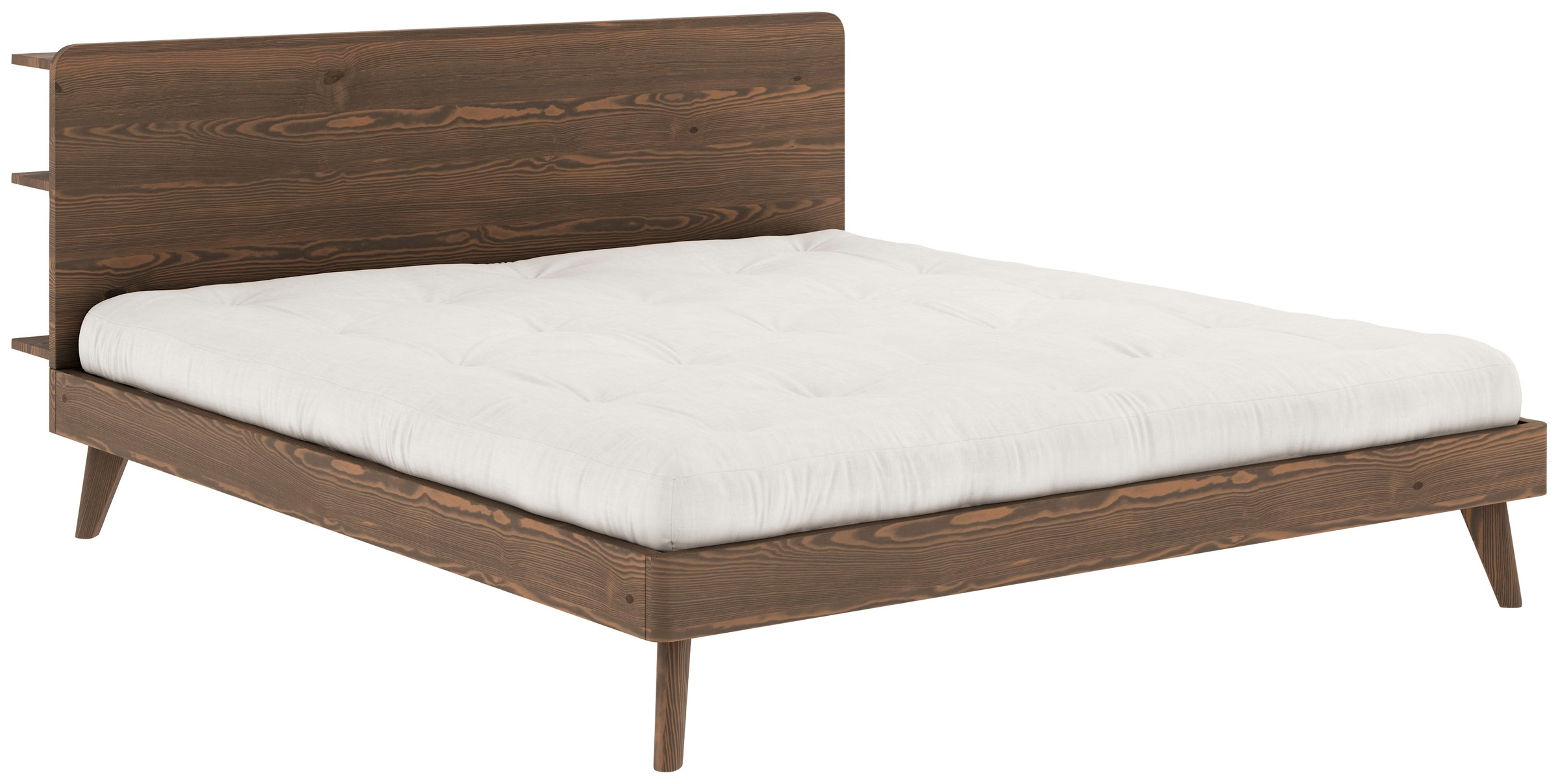 Karup Design Bettgestell »RETREAT BED«, aus Kiefer massiv mit Lattenrost, Kopfteil mit 3 Ablagen