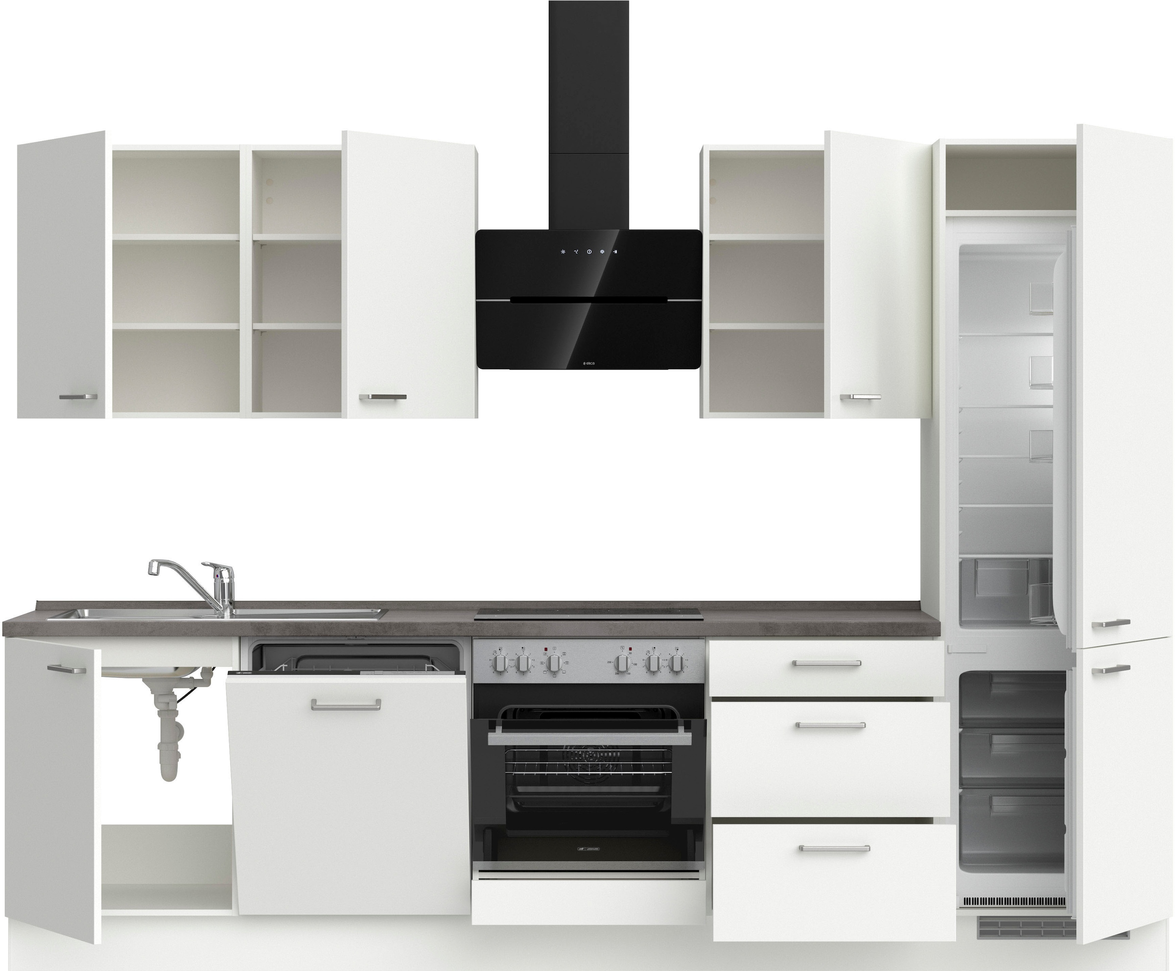 nobilia® Küchenzeile »"Touch II"«, vormontiert, Ausrichtung wählbar, Breite 300 cm, wahlw. mit E-Geräten