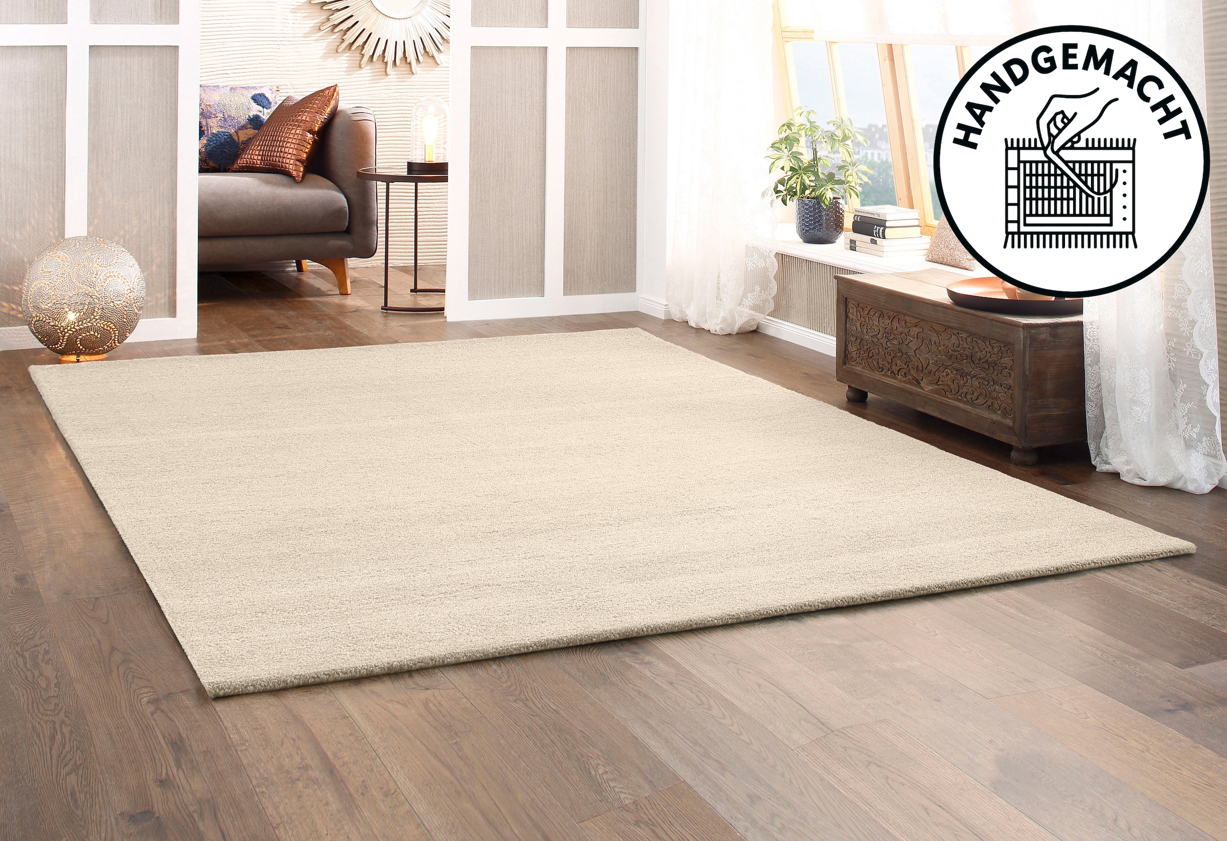 THEKO Wollteppich »Janne, Berber Teppich,  Wolle, meliert, handgearbeitet« rechteckig 20 mm Höhe handgetuftet, Wohnzimmer, Schlafzimmer, Esszimmer