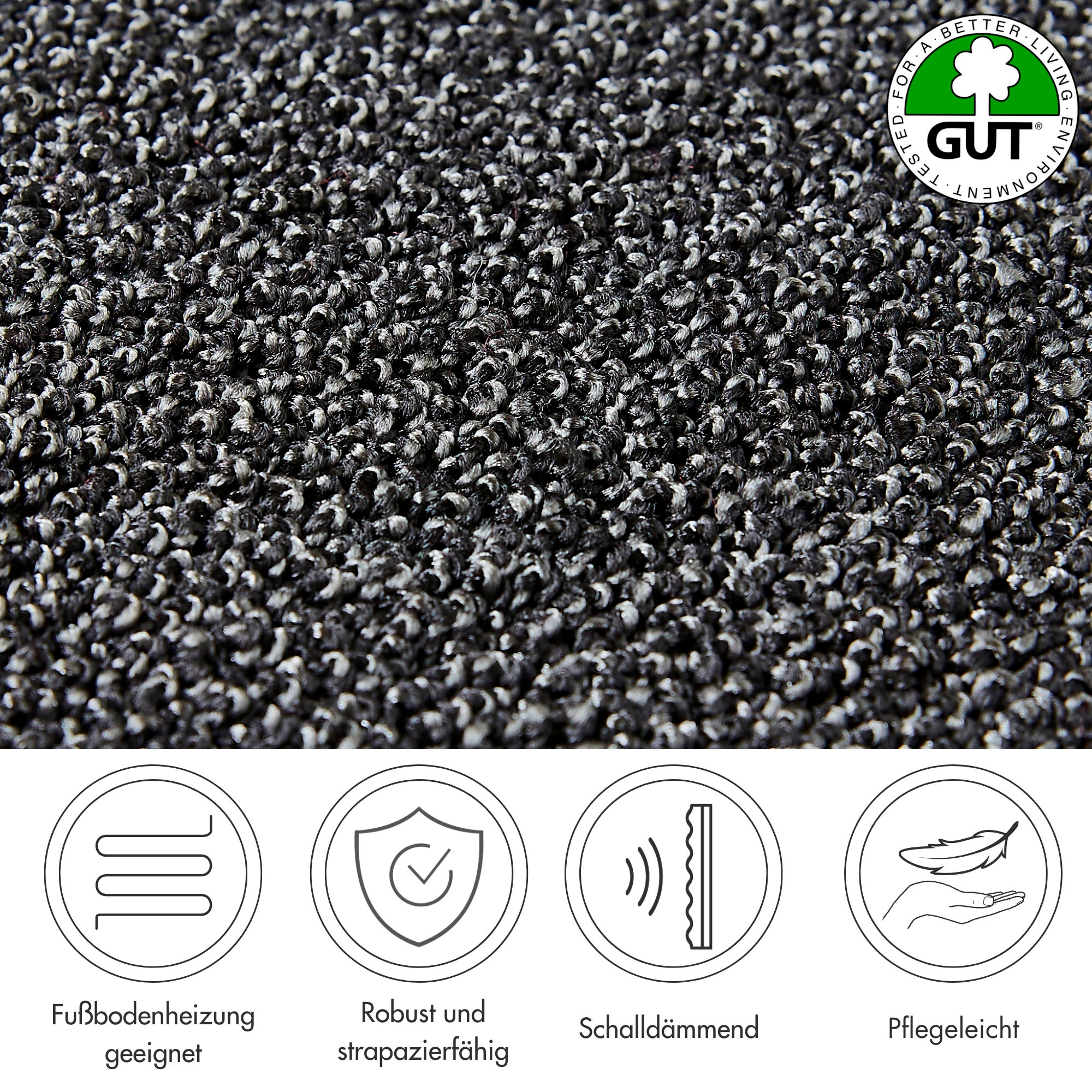 Andiamo Teppichboden »Rubinoy, Schlinge, Made in Belgium«, rechteckig, 0,8 mm Höhe, Breite 400 cm oder 500 cm, Wohnzimmer, strapazierfähig & robust