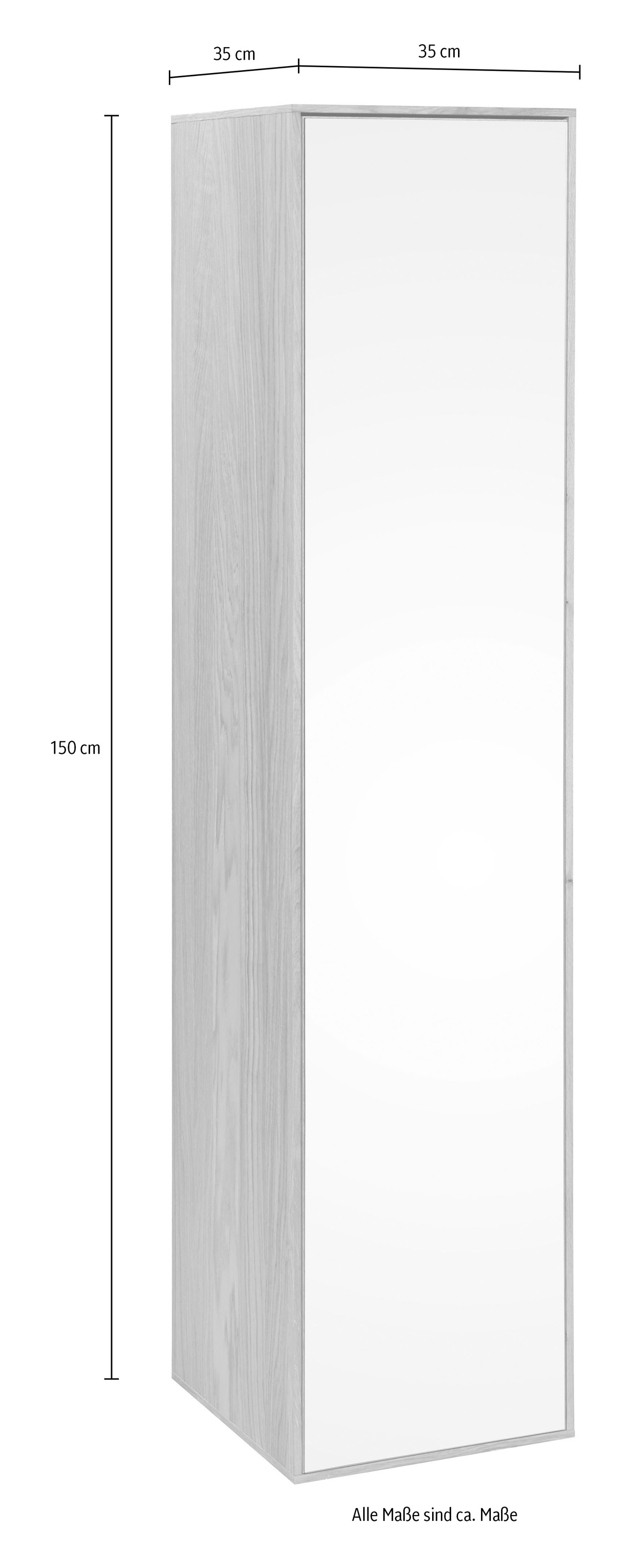 BASIC by Balculina Hängeschrank »Yukon, Badezimmerschrank BxTxH 35x150x35«, (1 St.), Breite 35 cm, Softlclose, Spiegeltür