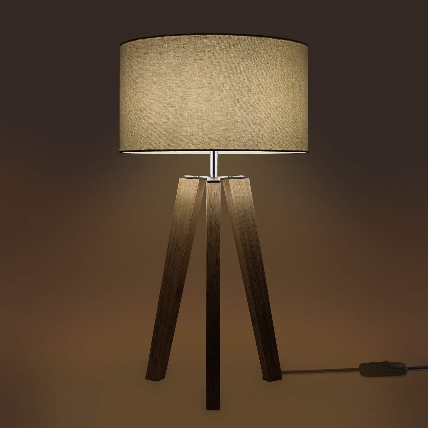 Paco Home uni Stil Tischleuchte online Skandinavischer flammig-flammig, LED kaufen Color«, Stehlampe Fuß Vintage »Canvas Wohnzimmer E27 Lampe 1