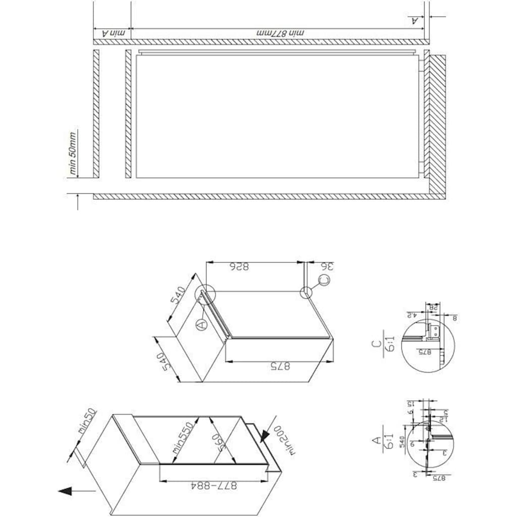 Amica Einbaukühlschrank, EVKS 16172, 87,5 cm hoch, 54,0 cm breit, 87,5 cm