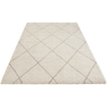 Leonique Hochflor-Teppich »Belle«, rechteckig, 35 mm Höhe, Rauten Design, weiche Haptik, ideale Teppiche für Wohnzimmer, Schlafzimmer, Esszimmer, Arbeitszimmer