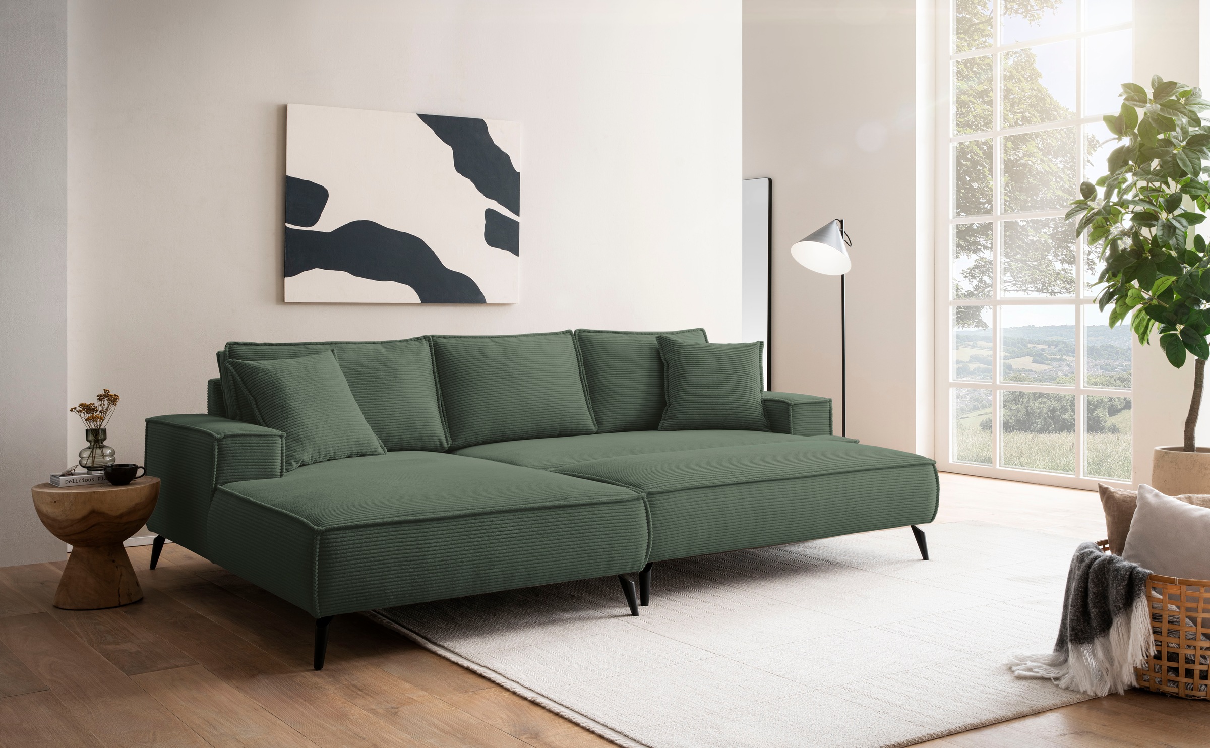 andas Sitzgruppe »TVINNU, Polsterecke L-Form, Schlaffunktion, mit Hocker«, (Set, 2 tlg.), stellbar zum Schlafsofa (Krokodilverbinder)