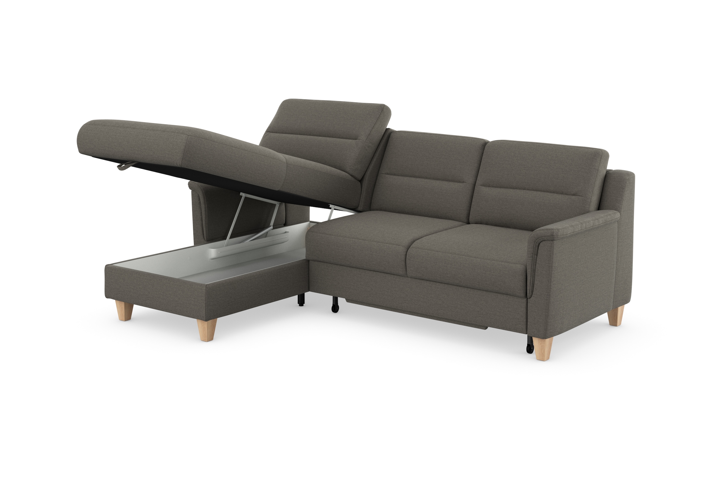 sit&more Ecksofa »Farö L-Form«, inklusive Federkern, wahlweise mit Bettfunktion und Bettkasten