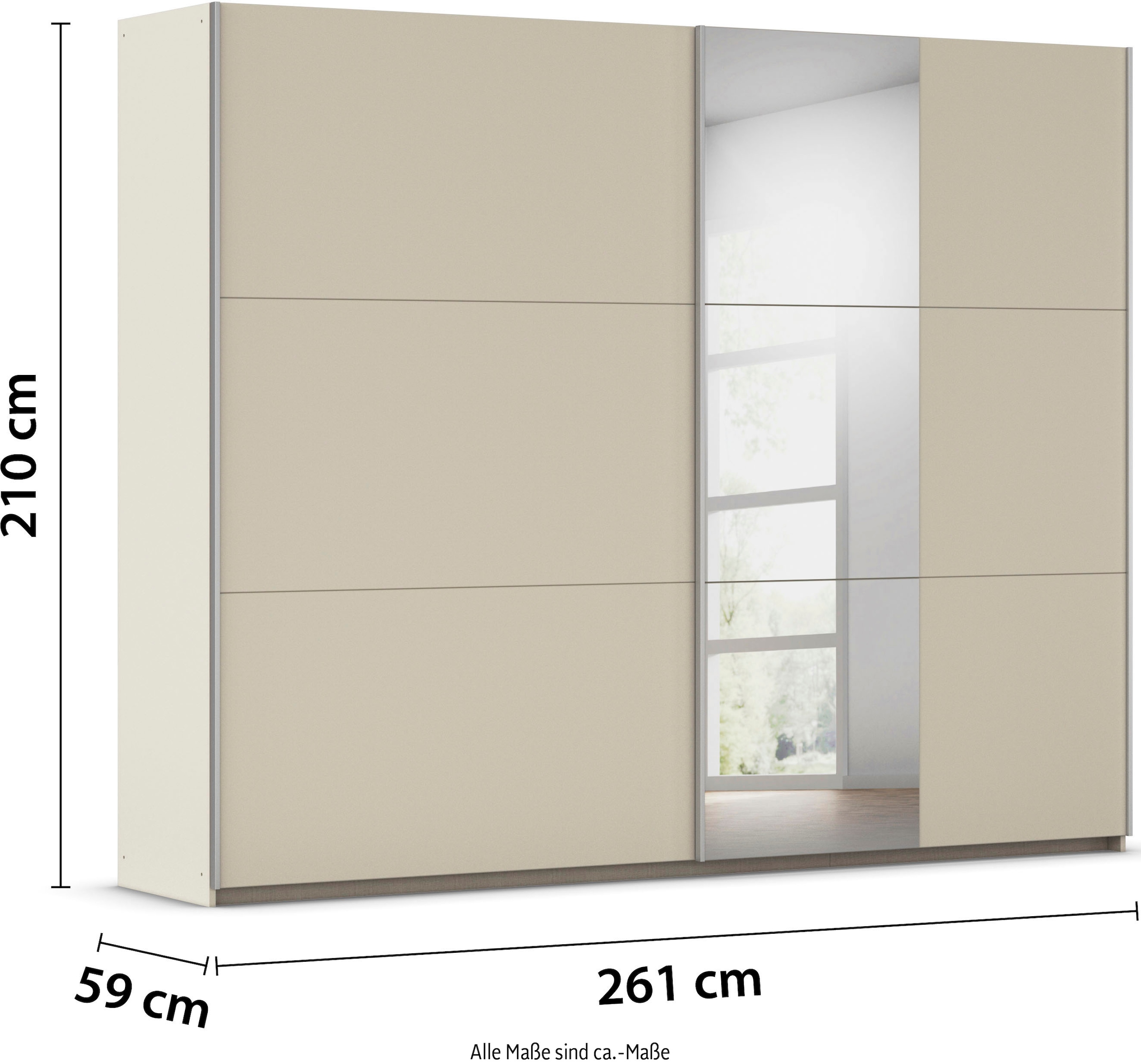 rauch Schwebetürenschrank »Kleiderschrank Garderobe TOPSELLER AURELIO mit 3 Ausstattungsvarianten«, 3 verschiedene Ausstattungsvarianten Griffe aus Metall MADE IN GERMANY