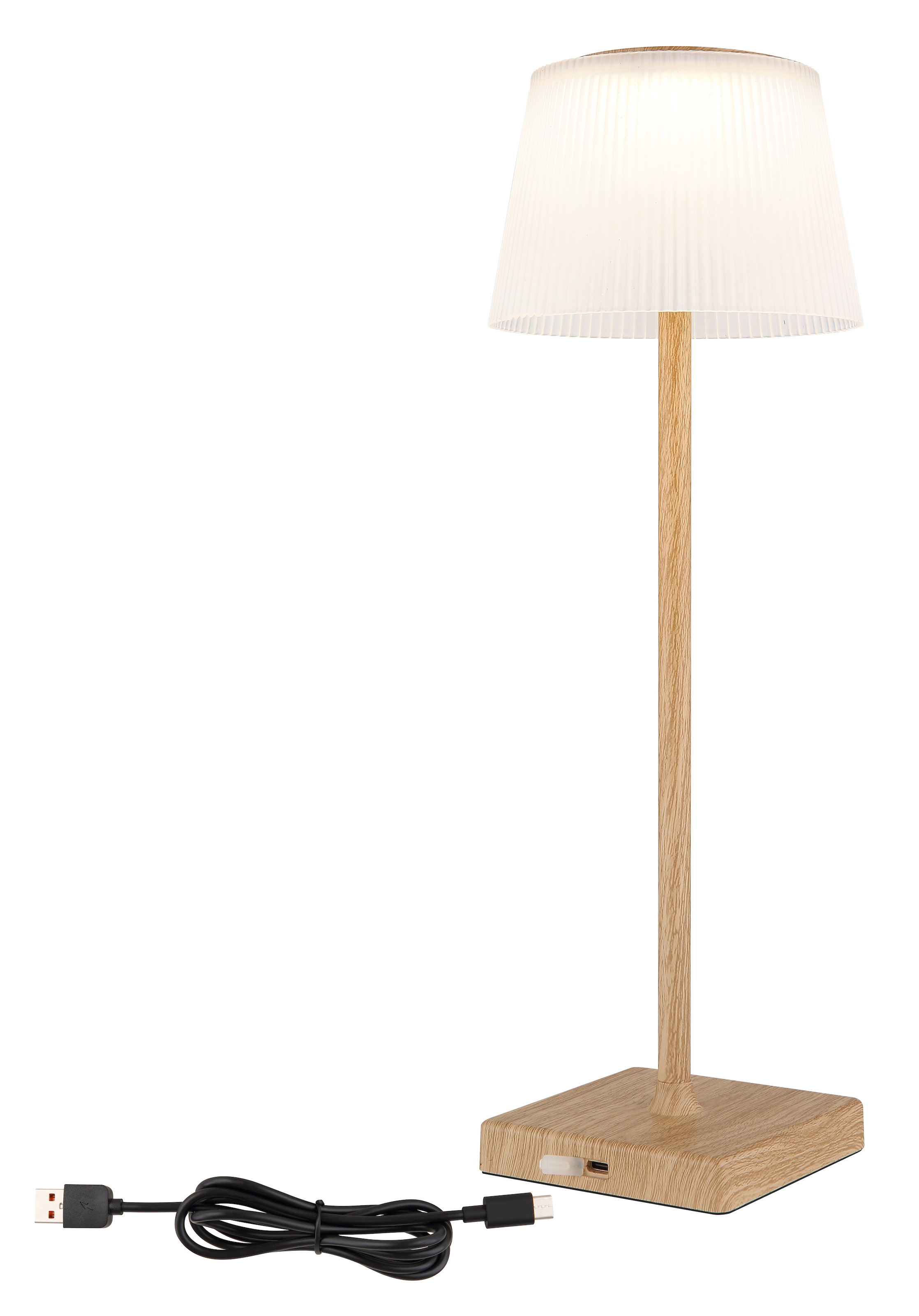 GLOBO LIGHTING LED Tischleuchte »GREGOIR«, Leuchtmittel LED-Modul | LED fest integriert, Tischlampe/Akku/IP44/Touch Ein/Aus/Touchdimmer/holzoptik