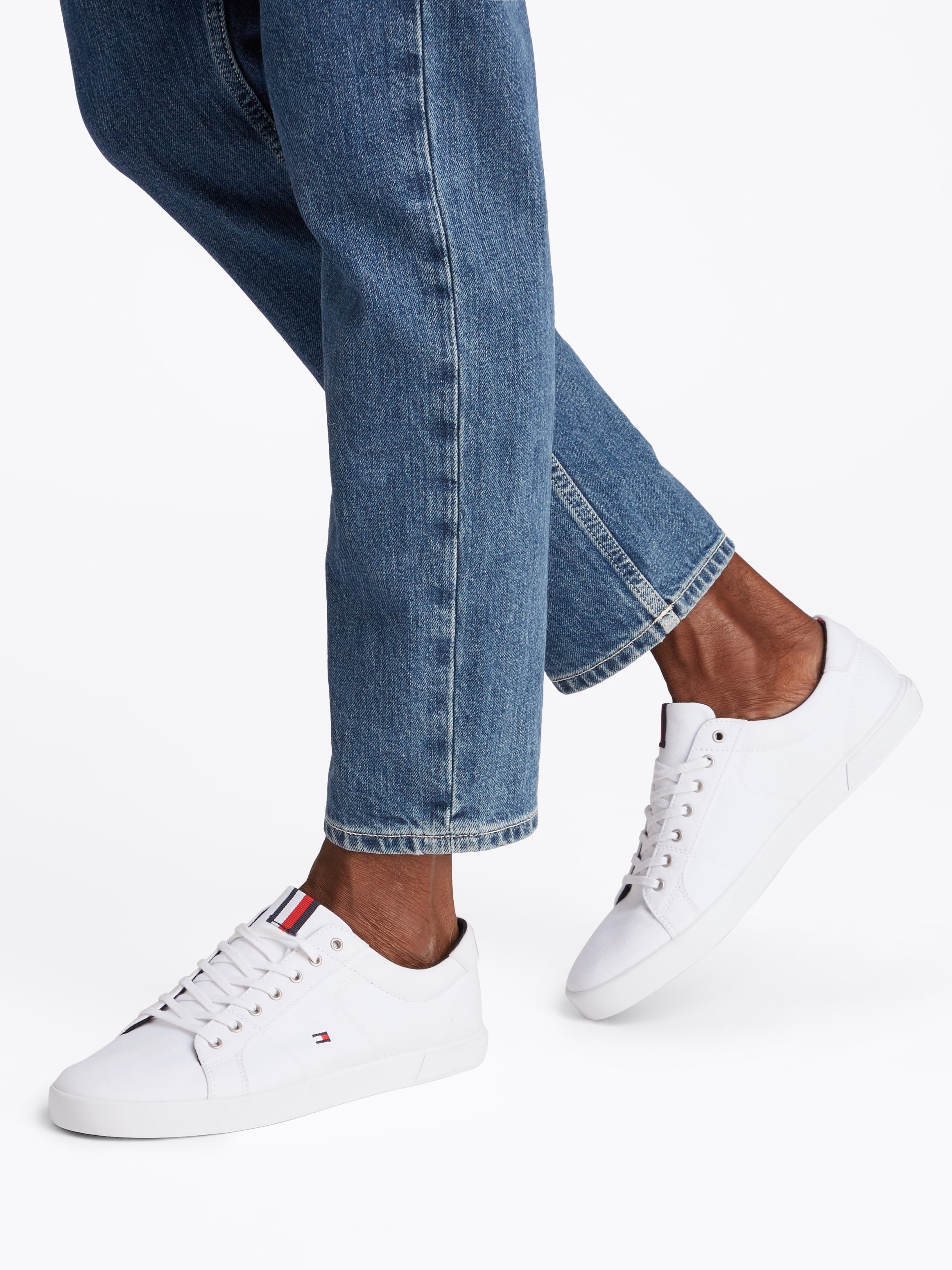 Tommy Hilfiger Sneaker »ICONIC LONG LACE SNEAKER«, Freizeitschuh, Halbschuh, Schnürschuh mit gespolstetem Schaftrand