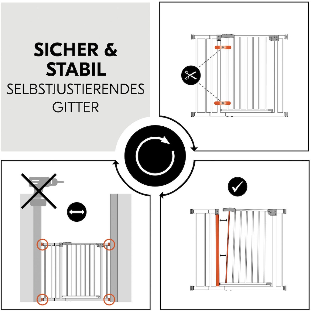 Hauck Türschutzgitter »Clear Step Autoclose 2 Set inklusive Verlängerung 9 cm, Dark Grey«