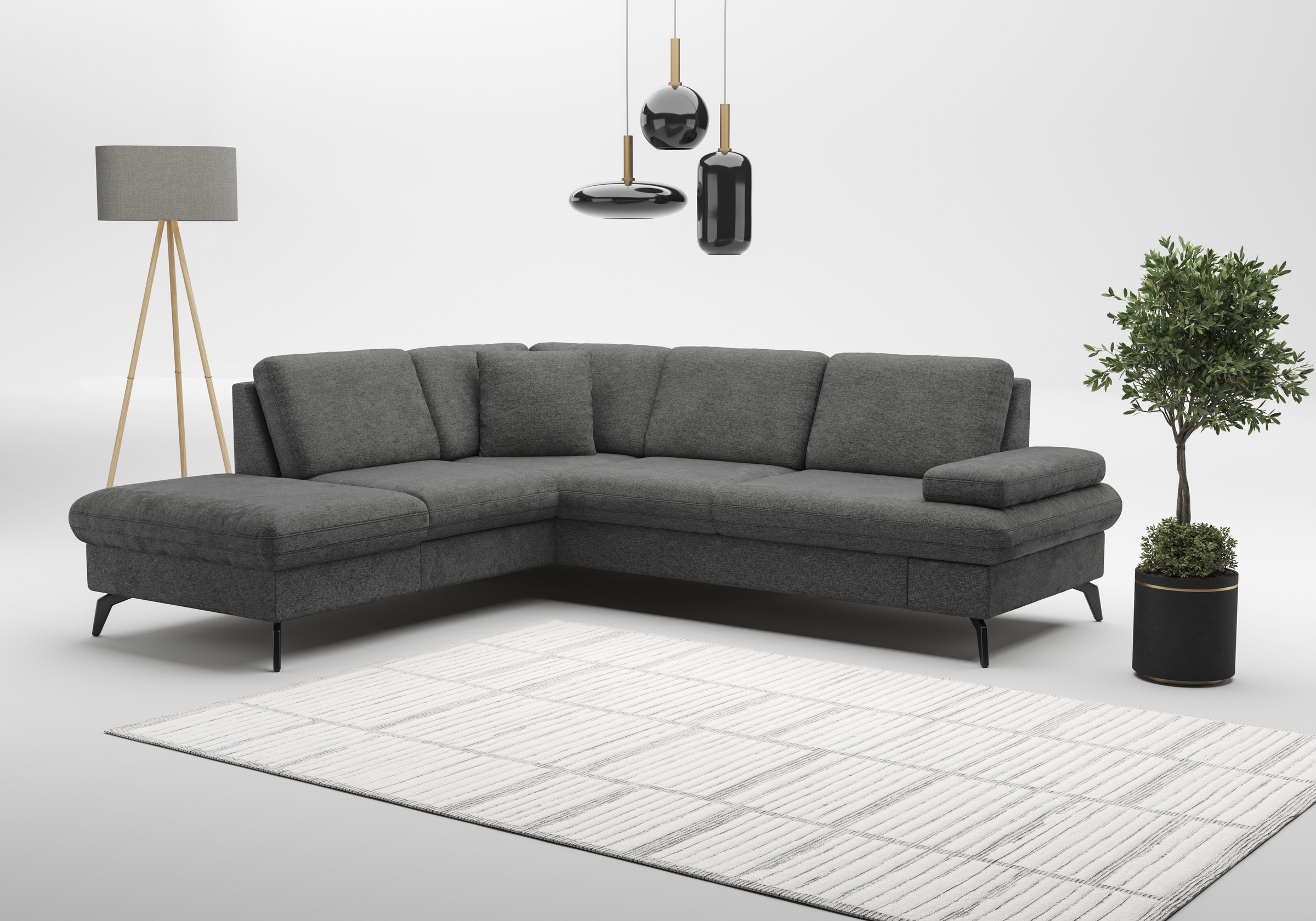 sit&more Ecksofa »Morris Jubi L-Form«, inkl. Armteilfunktion und 1 Zierkissen, wahlweise mit Bettfunktion