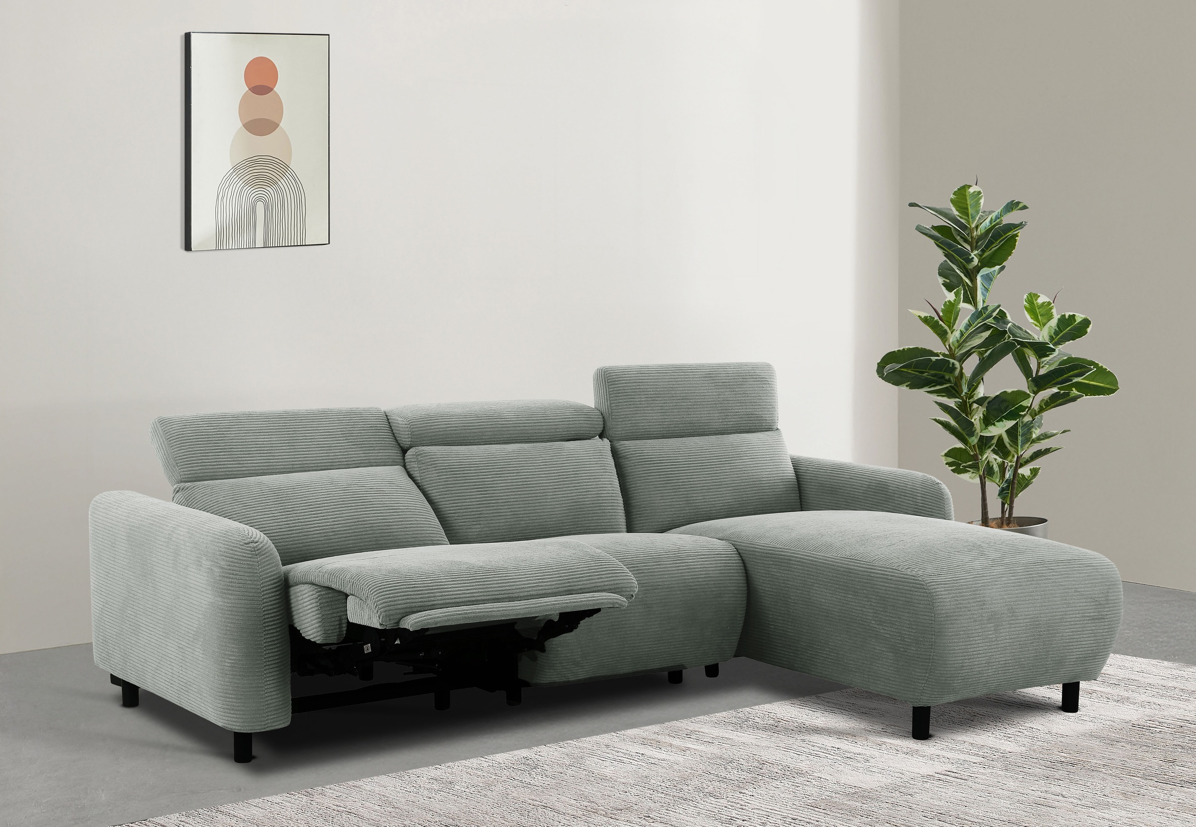 Home affaire Ecksofa »SKAANE in Cord, L-Form, 274 cm, manuelle u. elektrisc günstig online kaufen