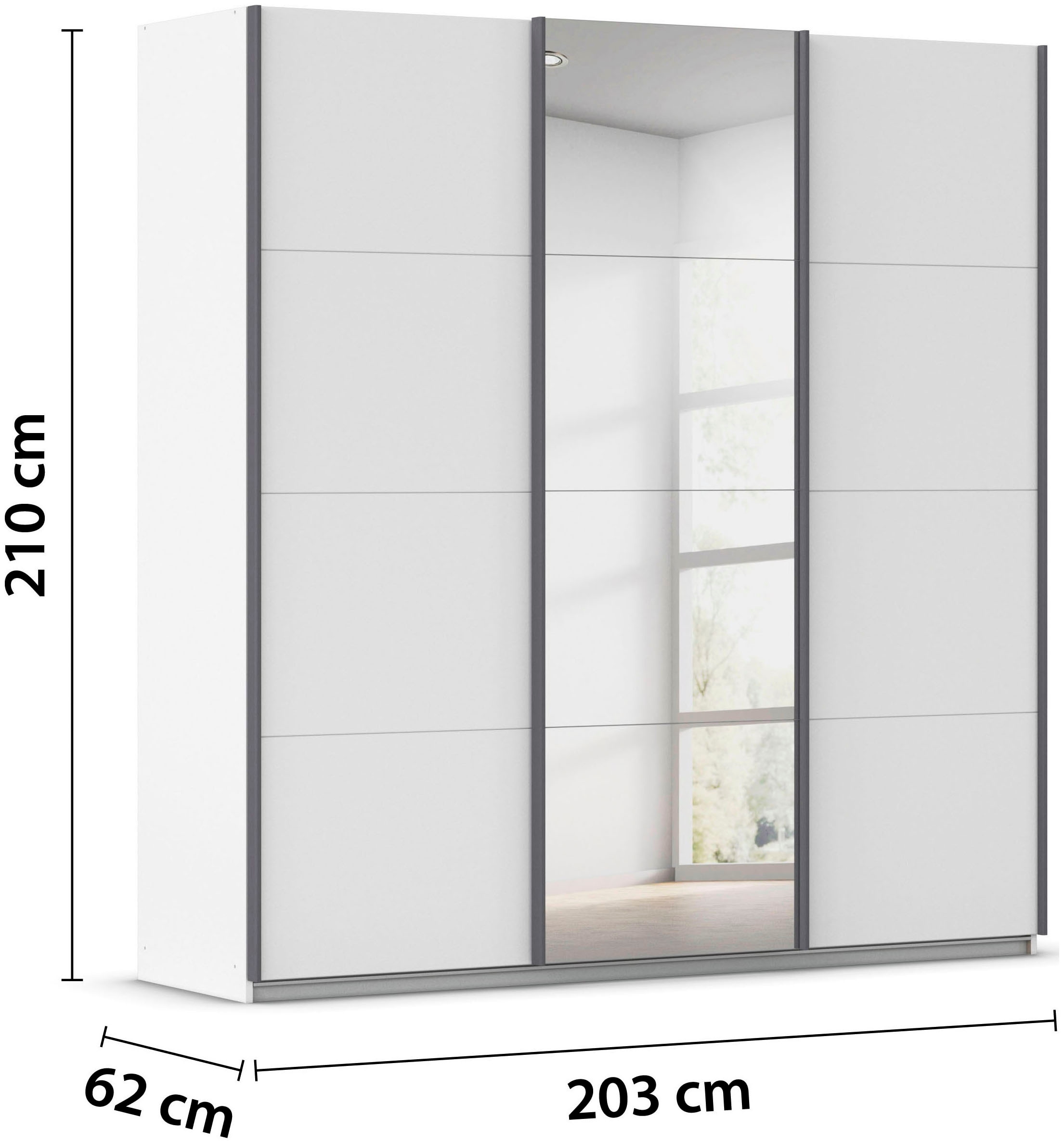 rauch Schwebetürenschrank »Kleiderschrank Schrank OTTO´S CHOICE Garderobe AGORDO«, (in zwei Griff-Farben), Top Innenausstattung, in 4 Breiten und 2 Höhen MADE IN GERMANY