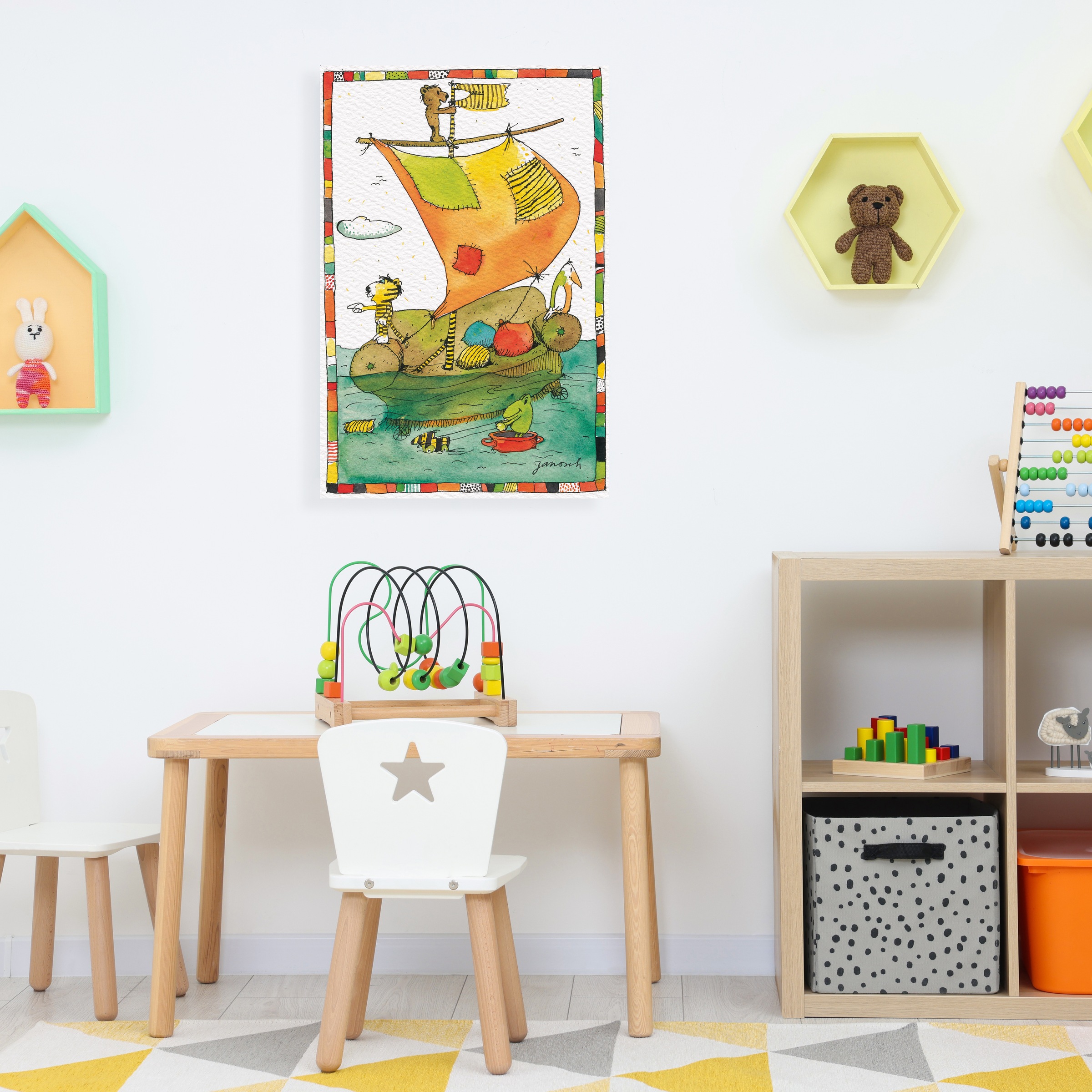 LuckyLinde Leinwandbild »Der kleine Bär und der kleine Tiger auf dem Segelb günstig online kaufen